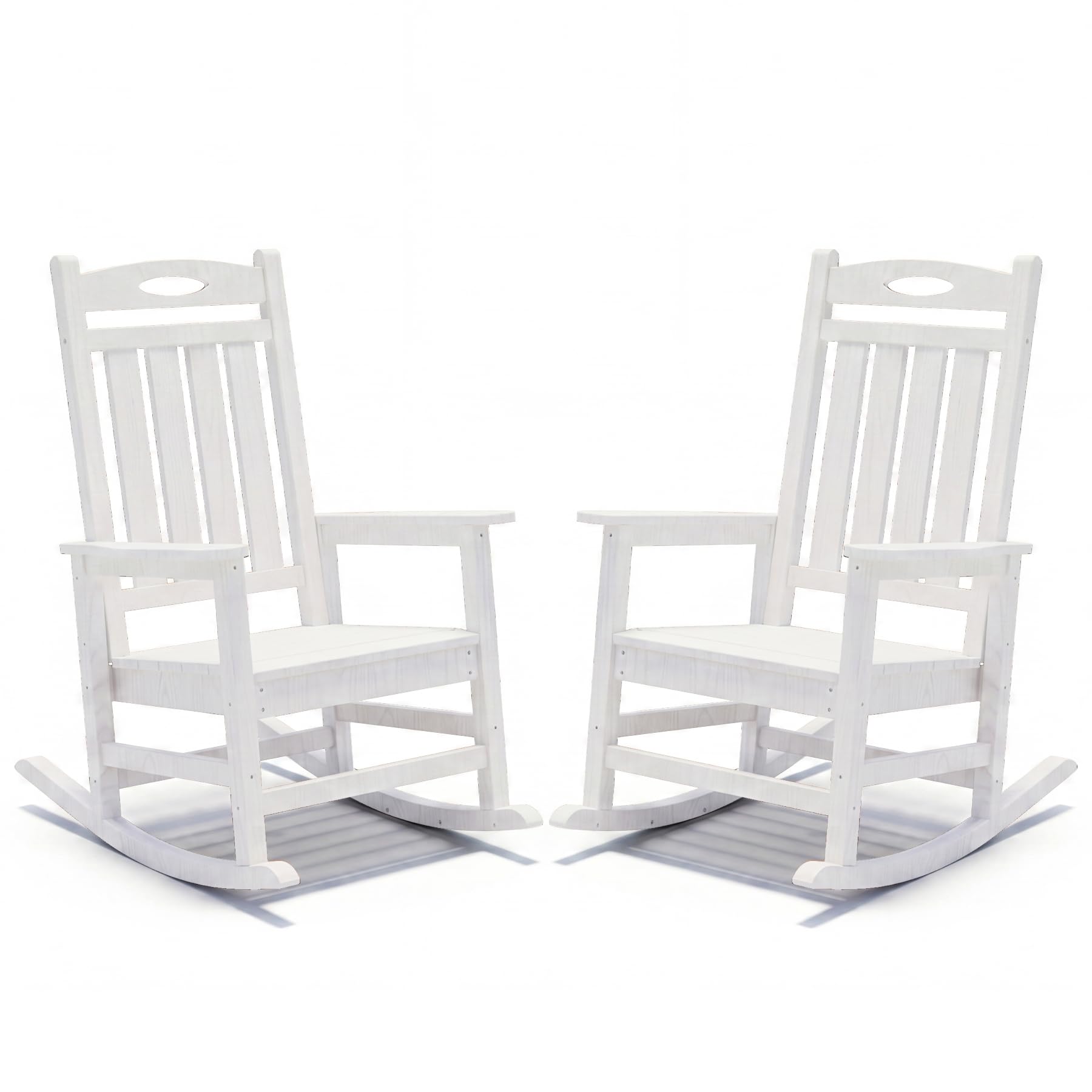 Ensemble 2 chaises berçantes patio HDPE blanc adulte
