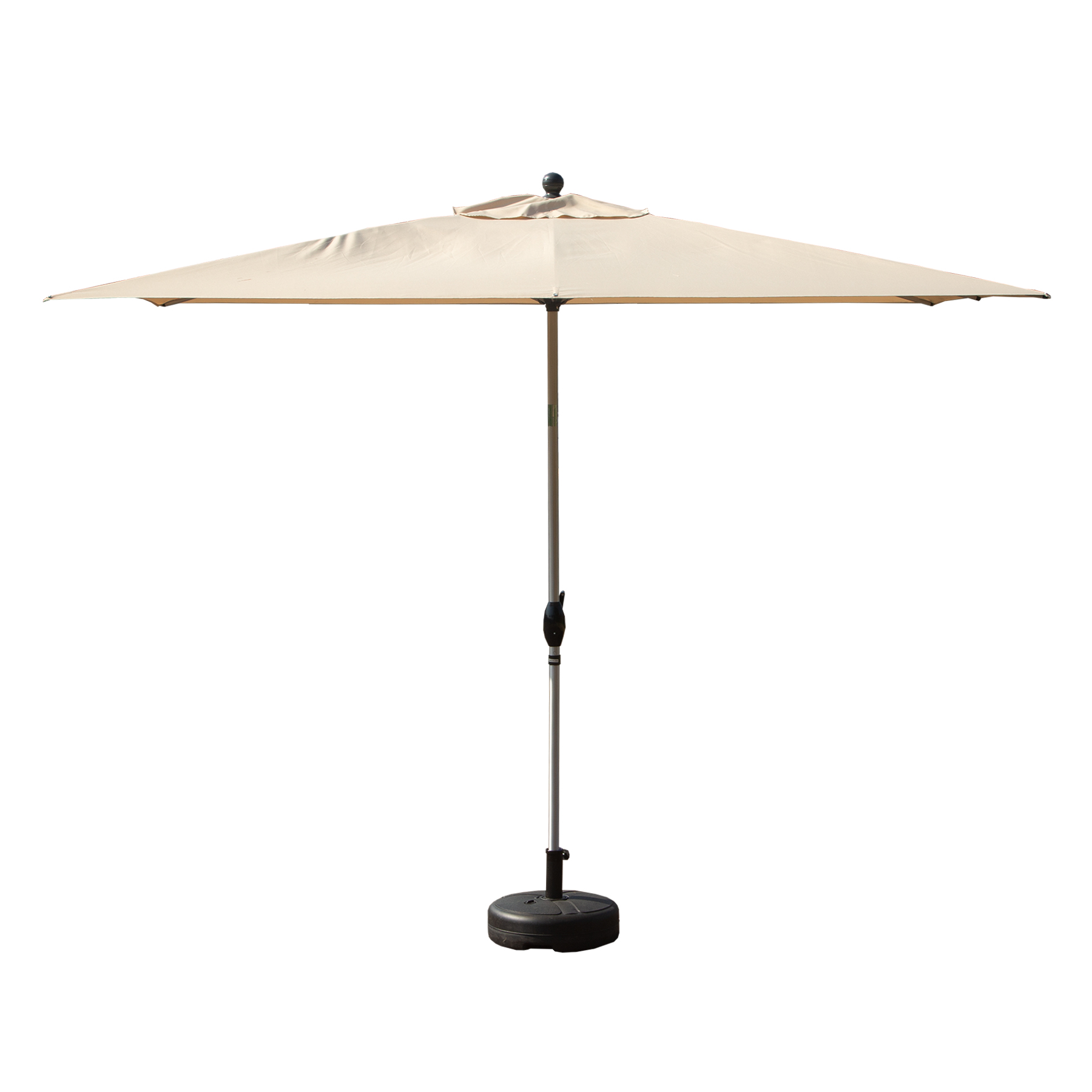 Parasol patio rectangle crème avec manivelle et inclinaison