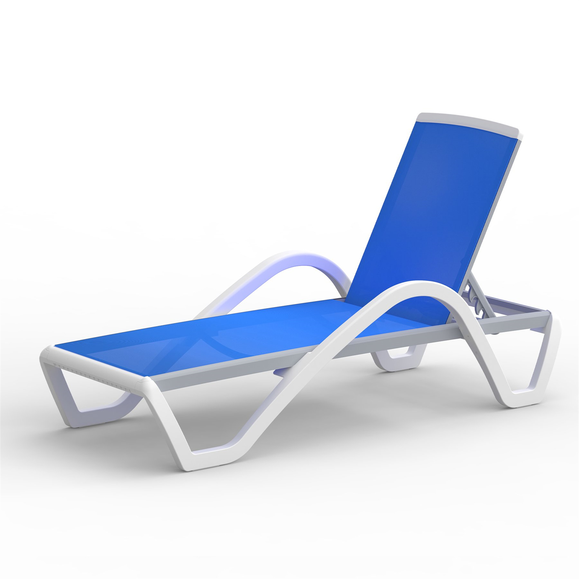 Chaise longue patio aluminium réglable bleu 1 pc