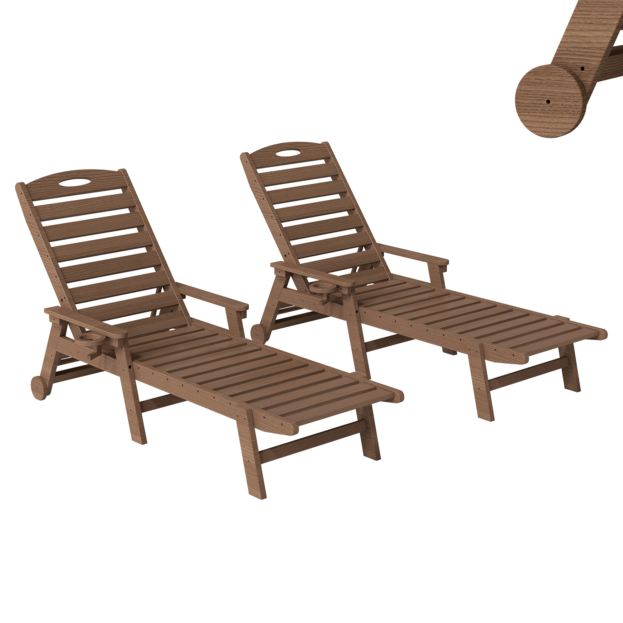 2 pc Chaise lounge piscine HDPE marron - Extérieur