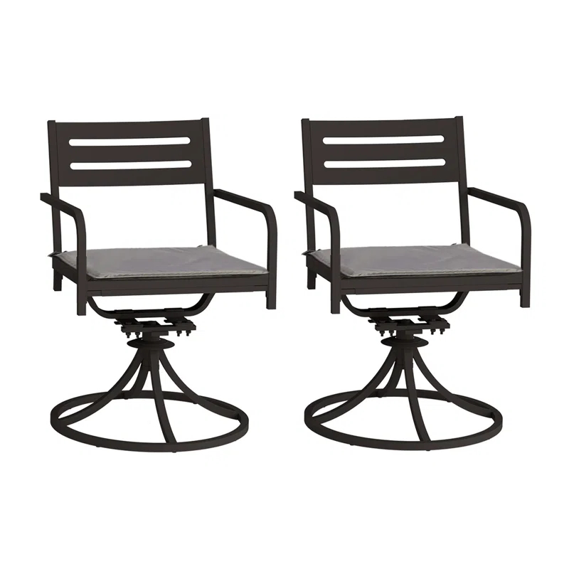 Ensemble 2 Chaises Salle à Manger Pivotantes Acier Coussins Noir
