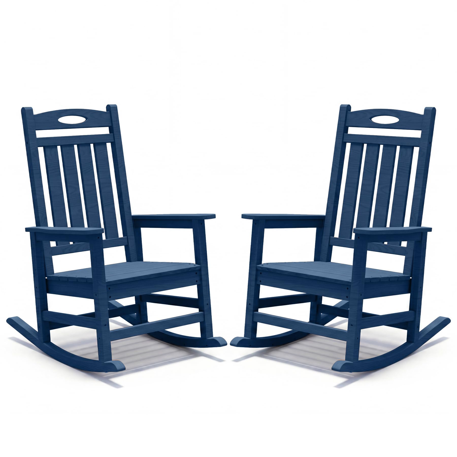 Ensemble 2 chaises berçantes patio HDPE bleu adultes