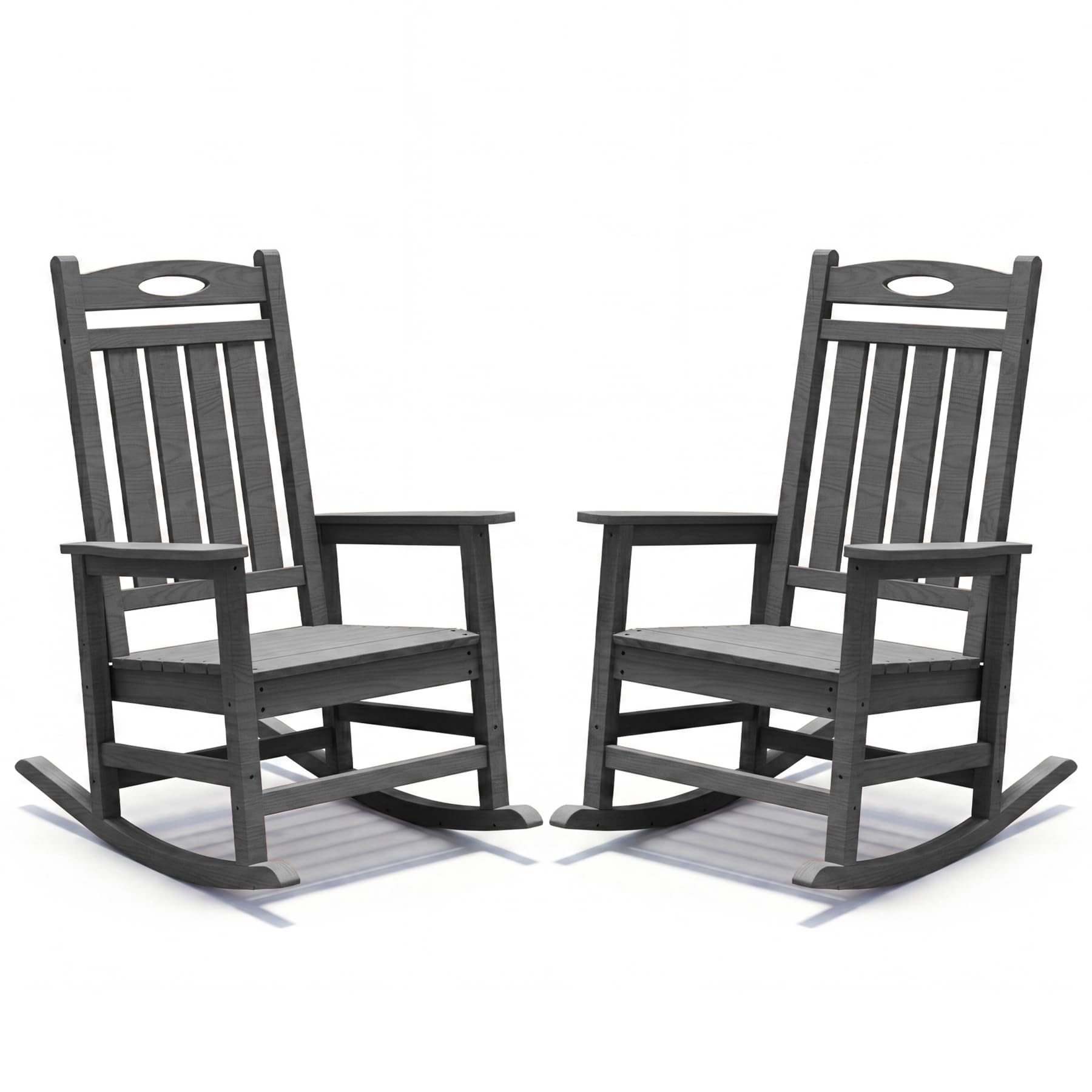 Ensemble 2 chaises berçantes patio HDPE gris adulte