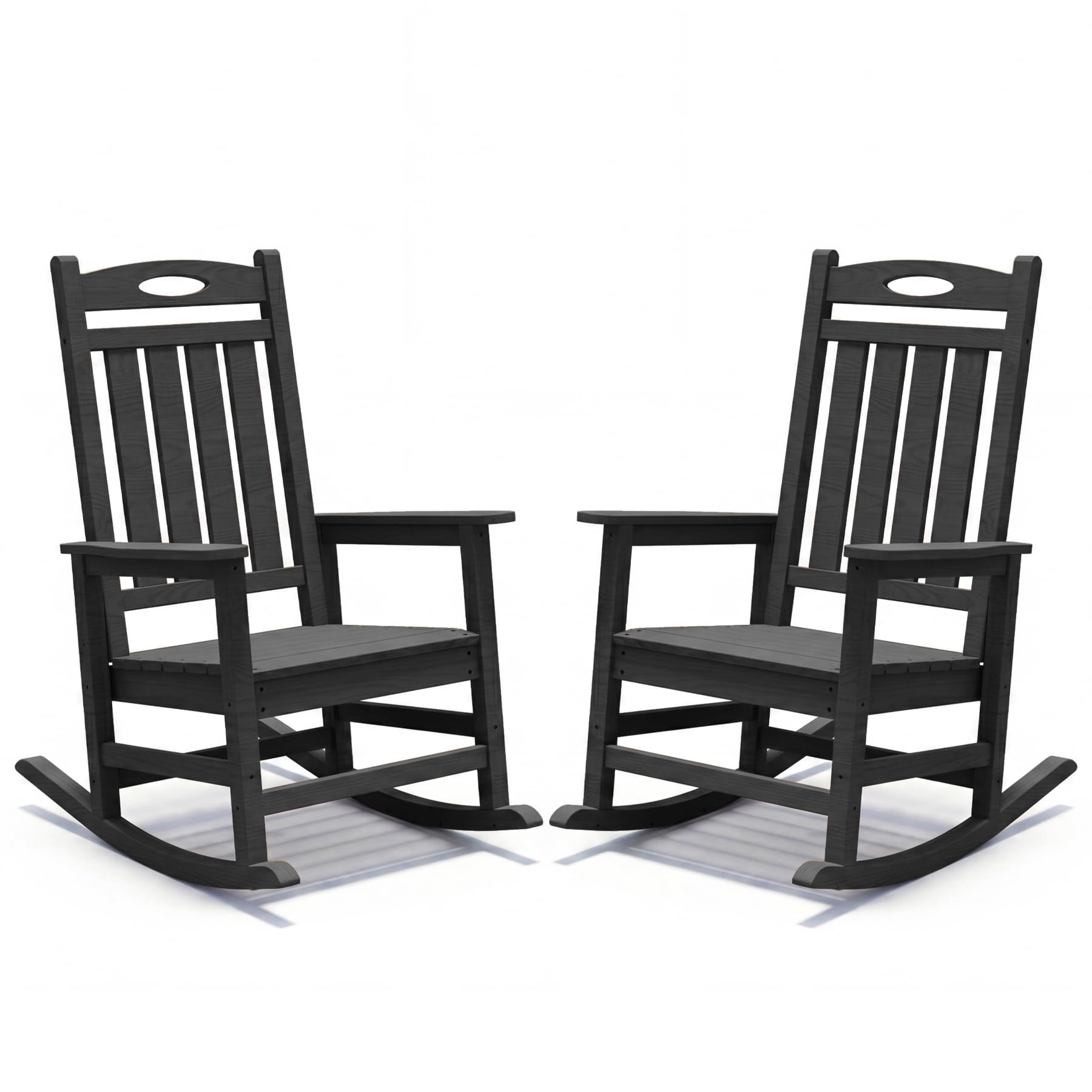 Ensemble 2 chaises berçantes patio noir