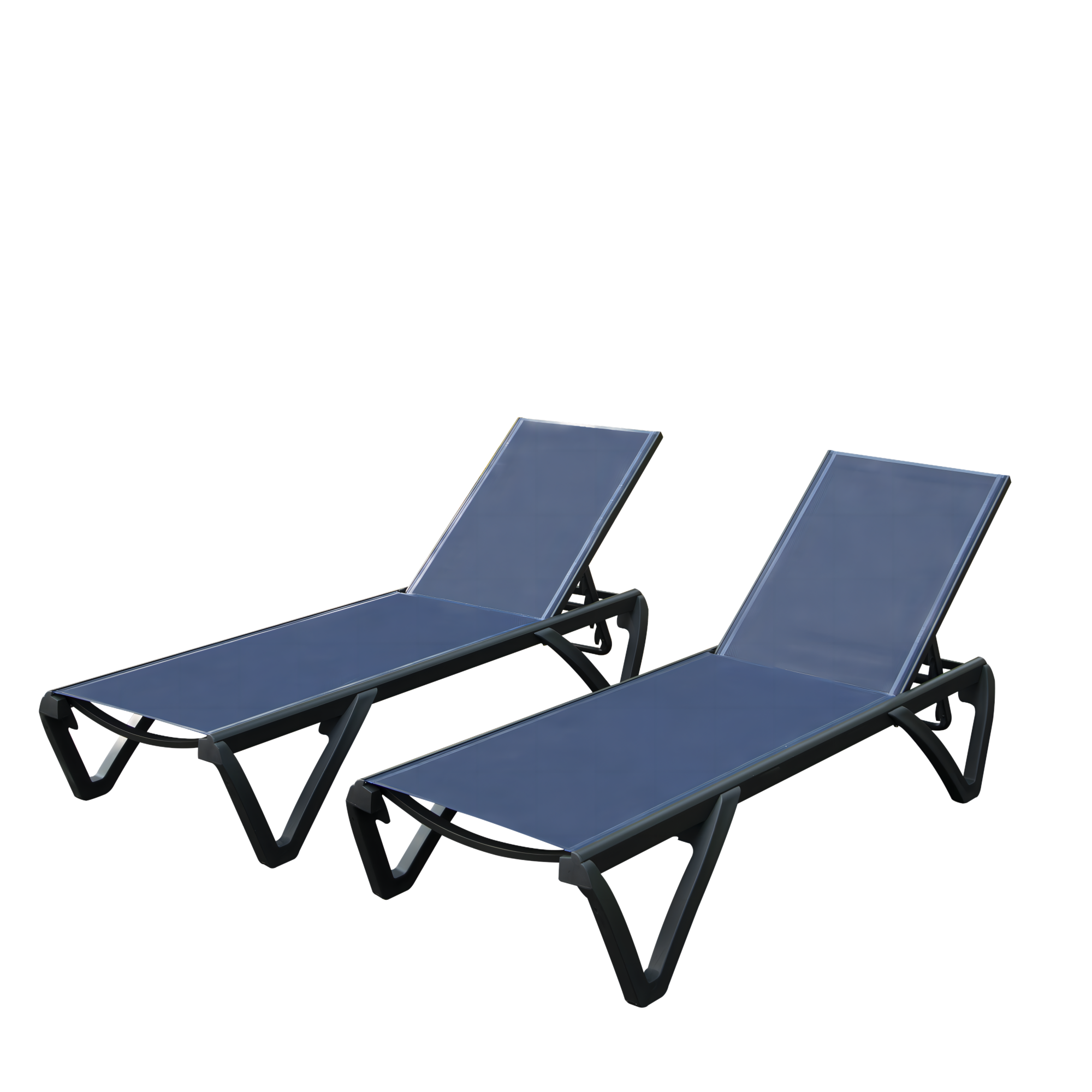 Chaise longue patio 2pcs, alu, dossier 5 positions