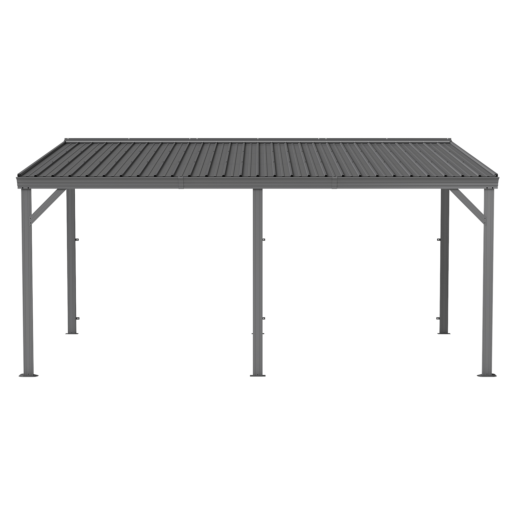 Gazebo appuyé mur 10x16 pi toit acier, résistance 60 mph