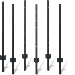 6 pcs piquets clôture jardin 4 pieds acier lourd temporaire