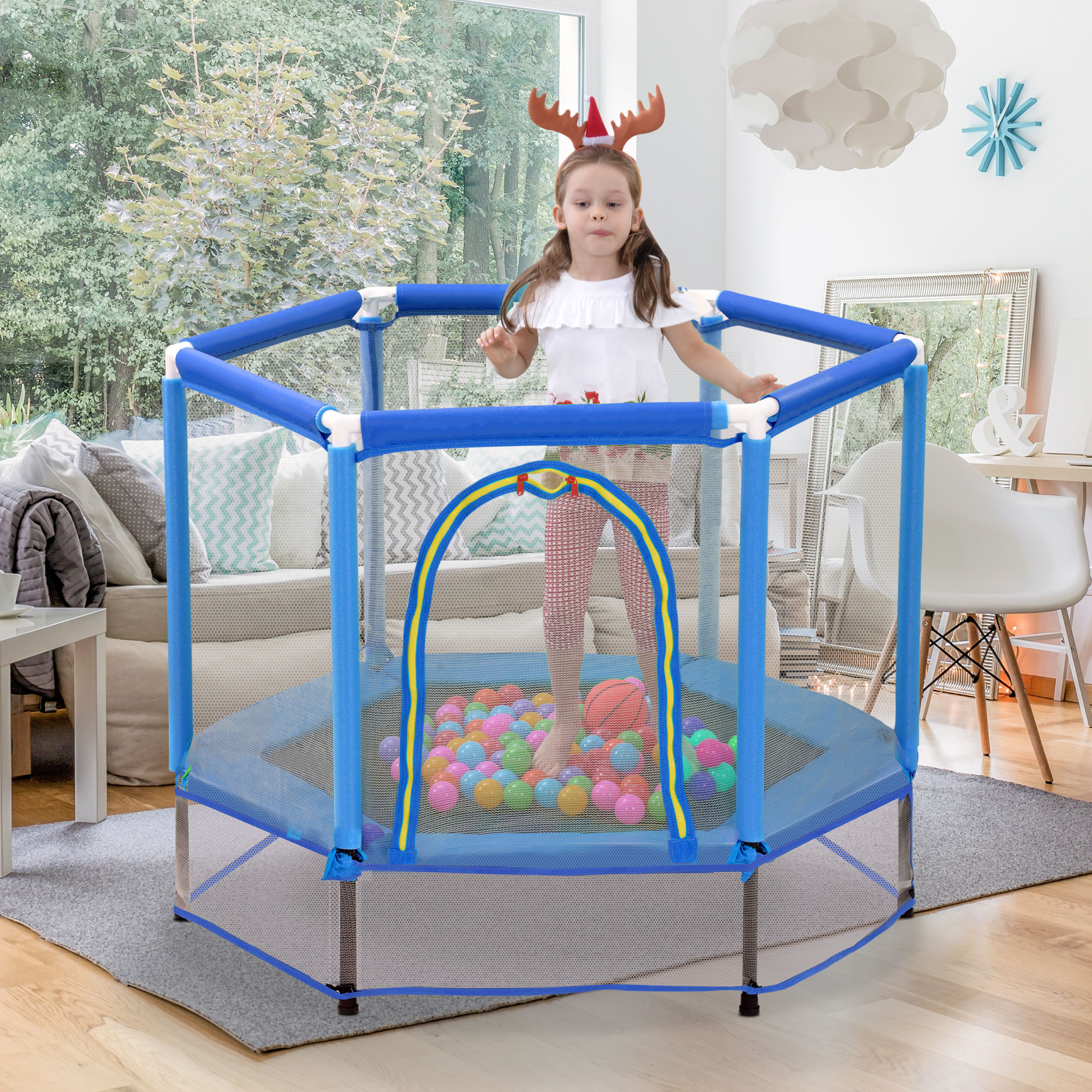 Trampoline 55po enfants avec filet de sécurité et balles