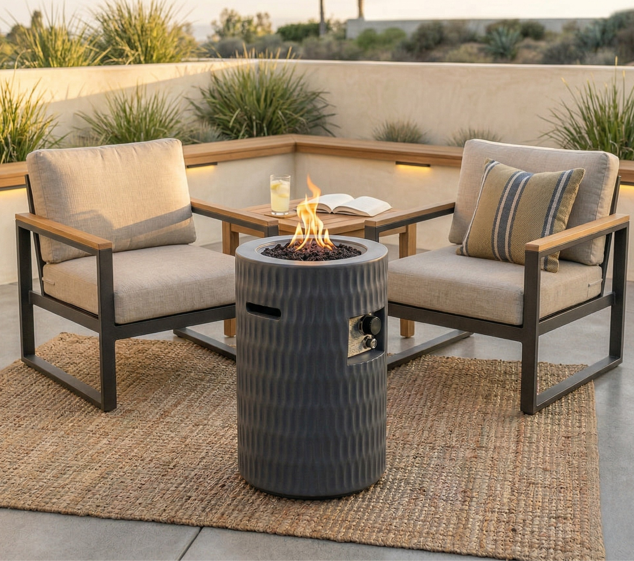 Foyer gaz 26" 40000 BTU béton couverture