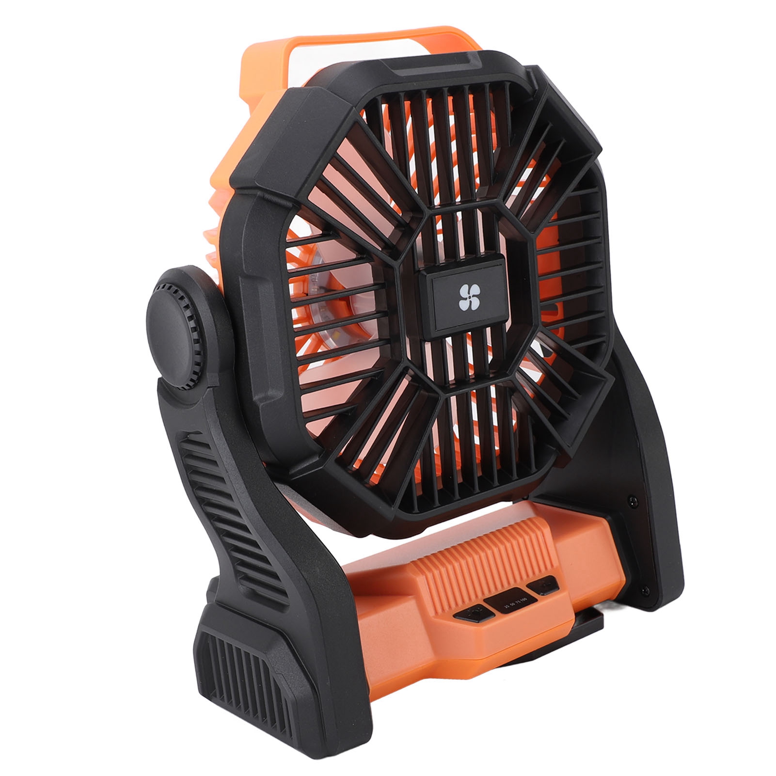 Ventilateur de camping USB rechargeable avec lanterne LED orange