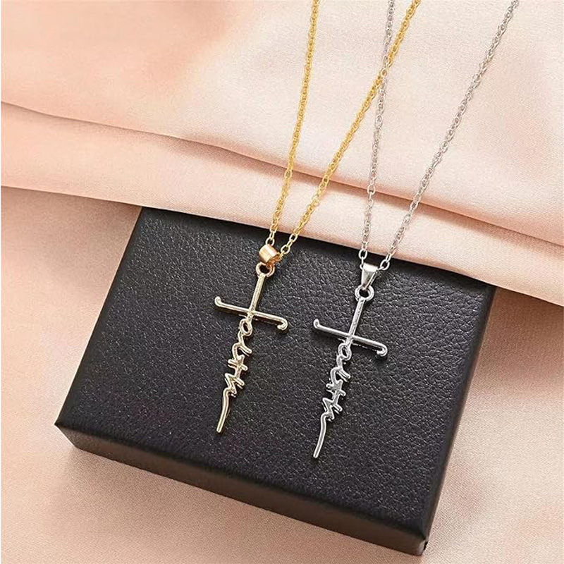 4 colliers croix de foi pour femme, 2 dorés 2 argentés