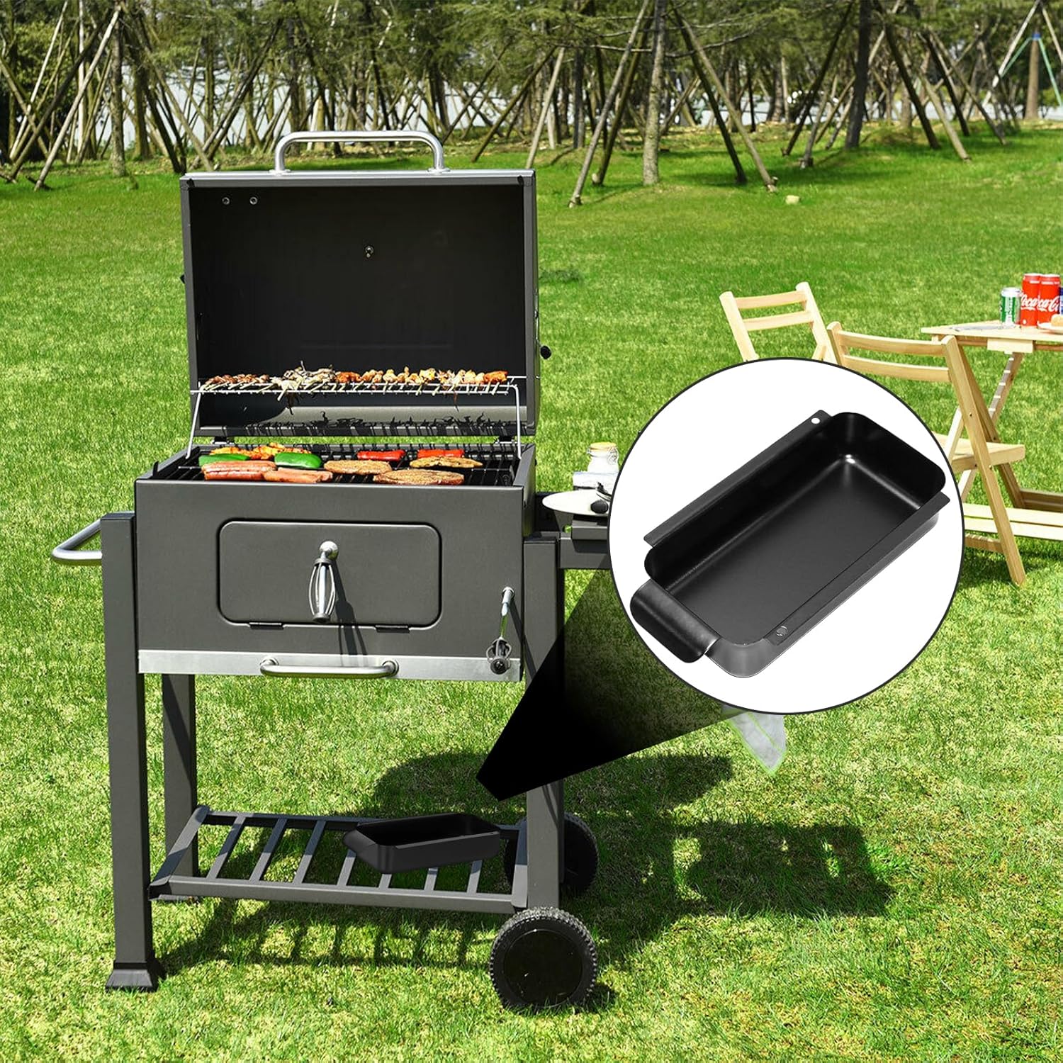Plateau graisse barbecue Char-Broil acier noir