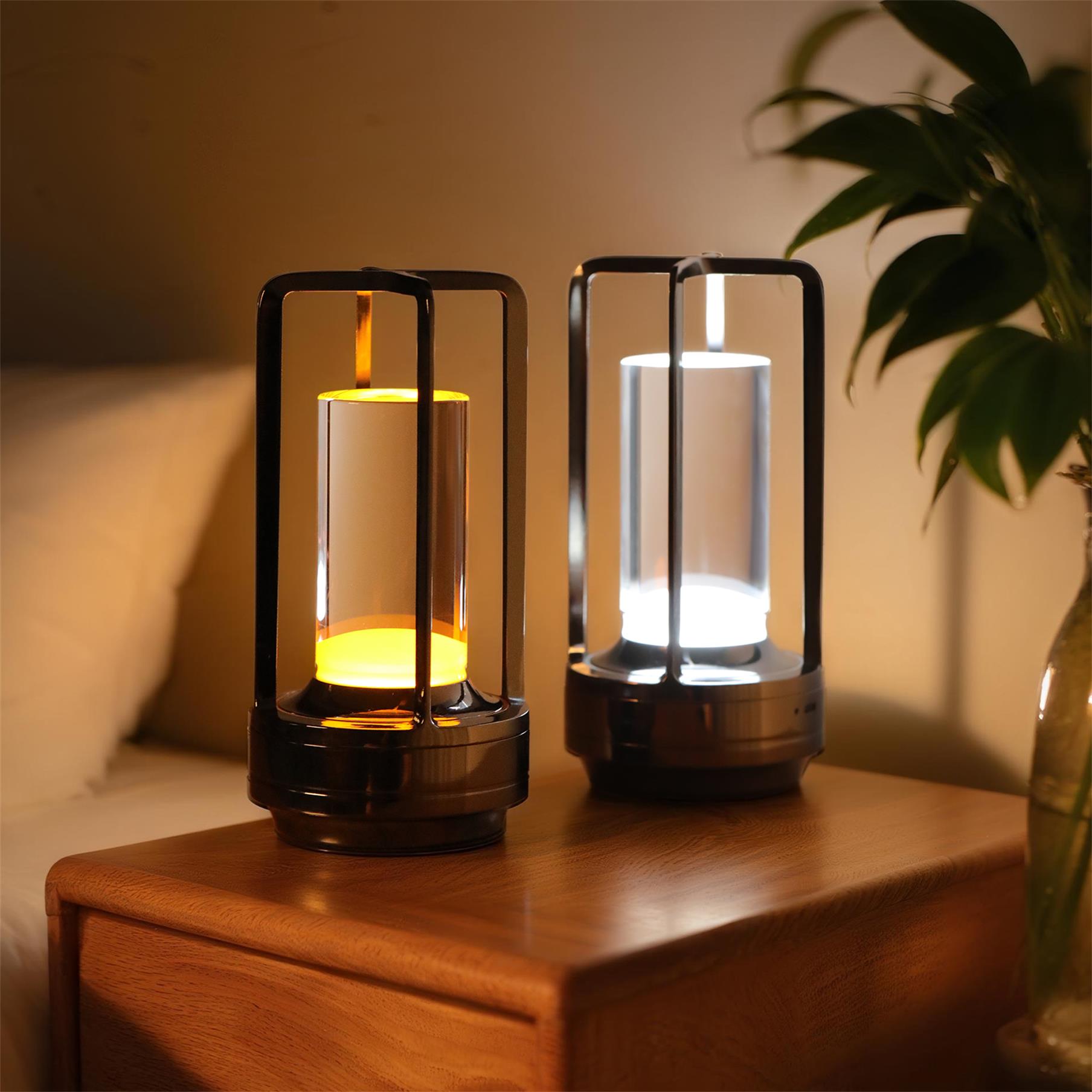 2 lampes de table tactiles 5000mAh, gradation 3 couleurs, cordless