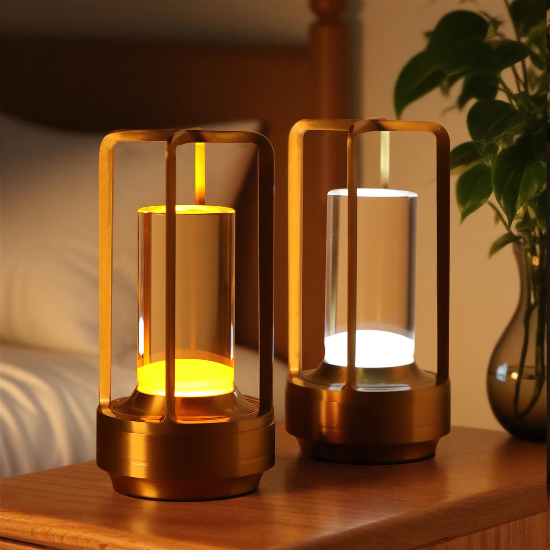 2 lampes de table tactiles 5000mAh, gradation 3 couleurs, cordless