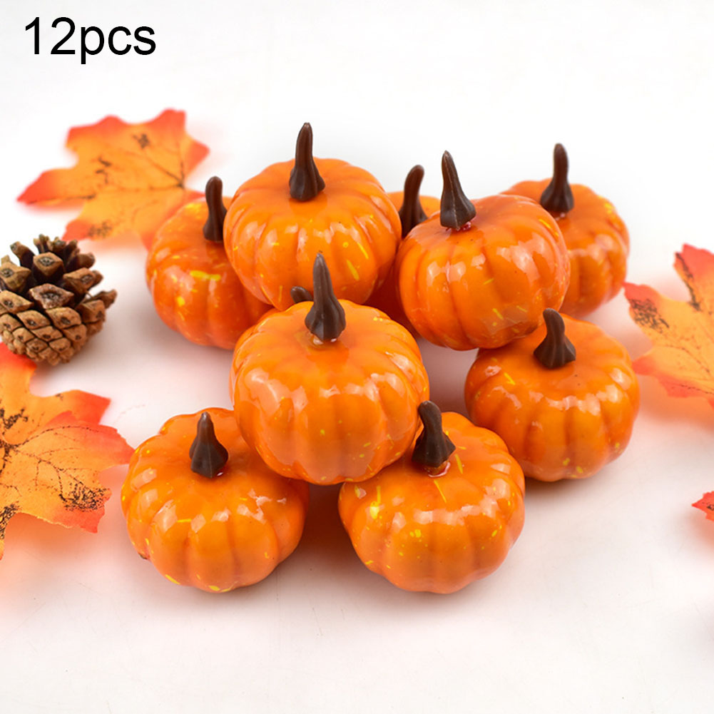 Citrouilles artificielles 12pcs, décor Thanksgiving, accessoires guirlande