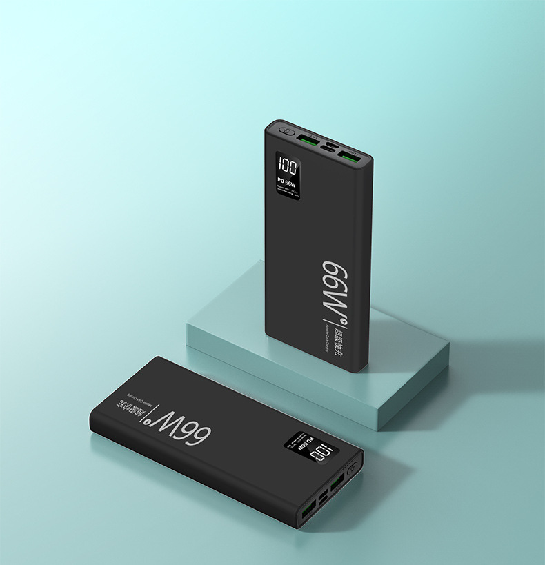Banque d'alimentation PD66W 30000mAh charge rapide LED noir