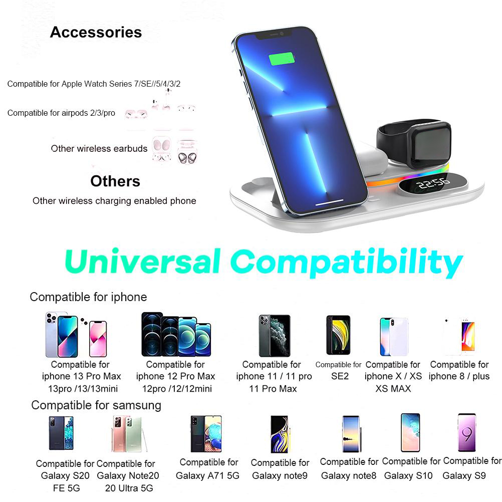 Station charge sans fil 4en1 iPhone 13/12 iWatch Samsung