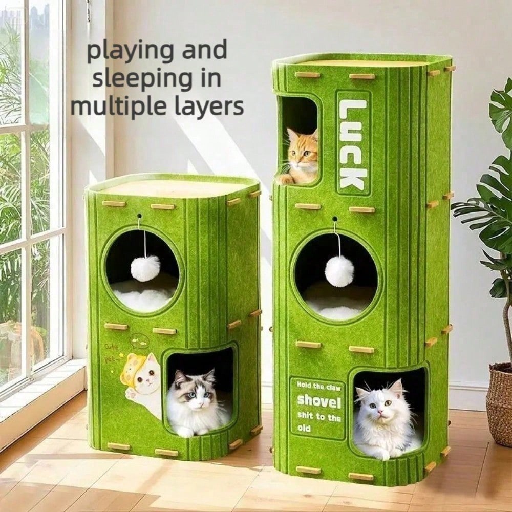 Arbre chat multi-niveaux feutre, grattoir vertical nids