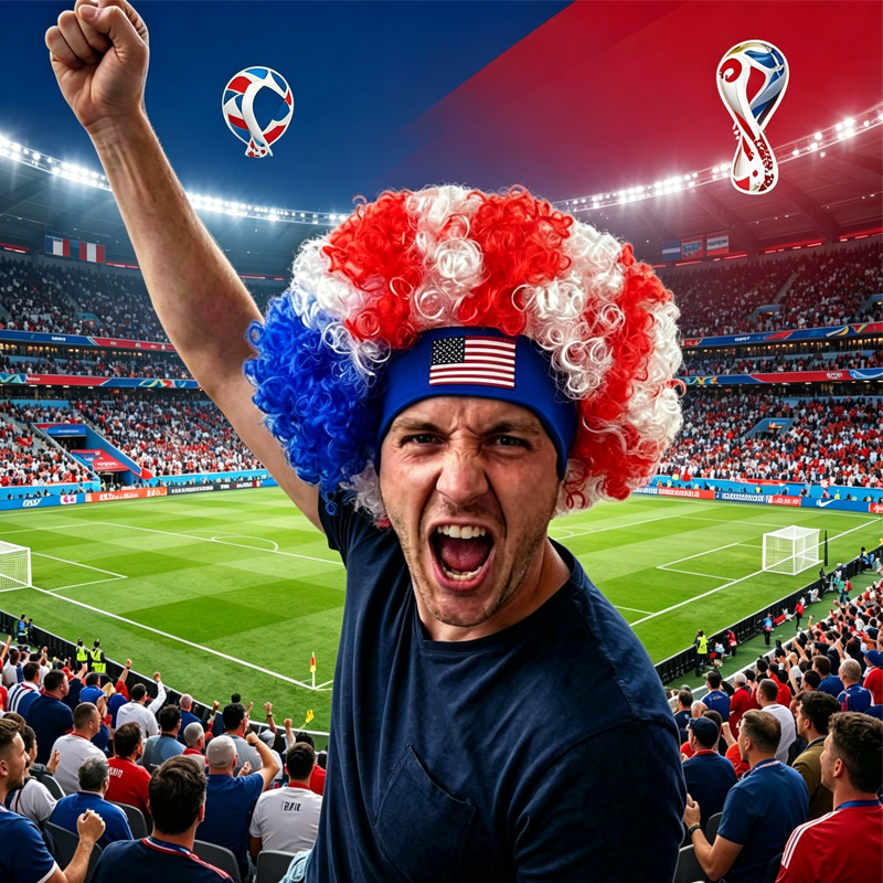Perruque casque supporter Coupe du monde USA