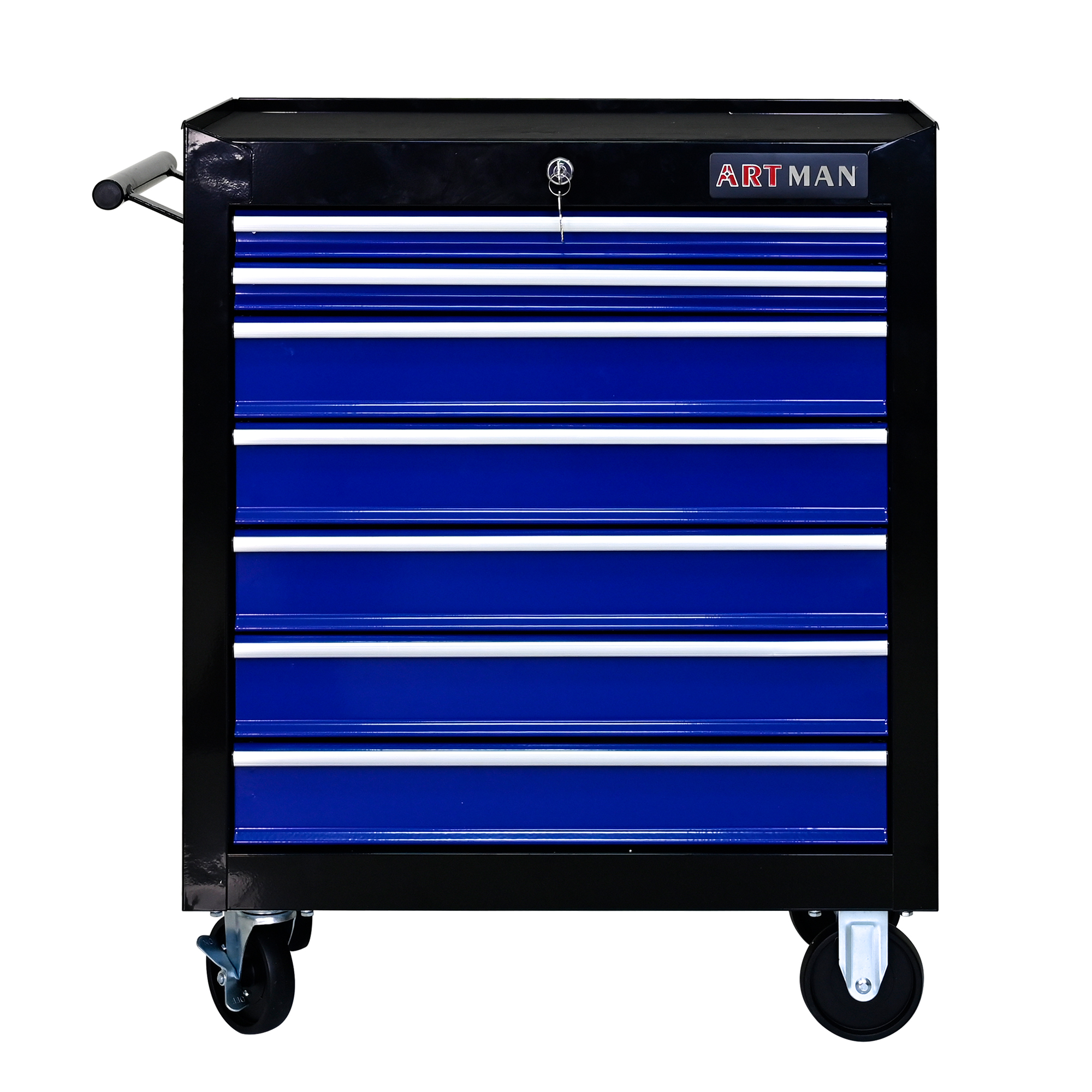 Chariot à outils 7 tiroirs multifonctionnel noir-bleu