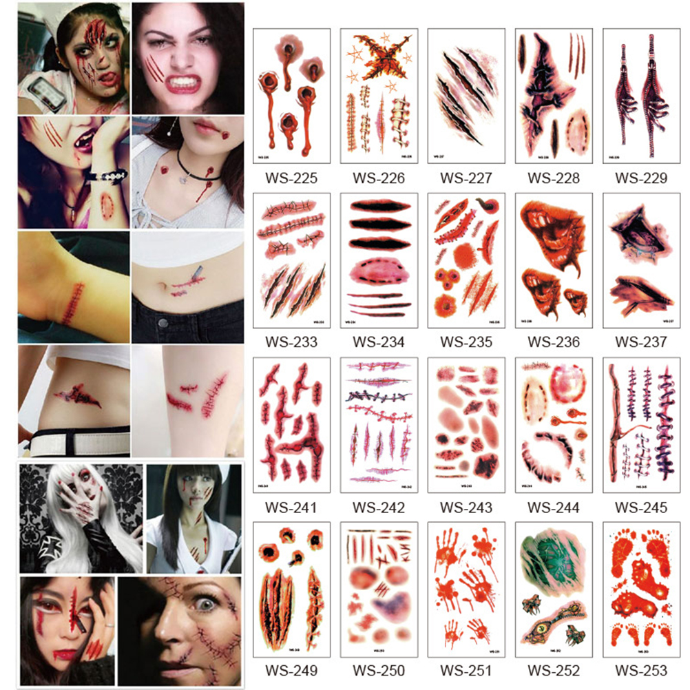 Autocollants cicatrices horreur sangles plaies Halloween