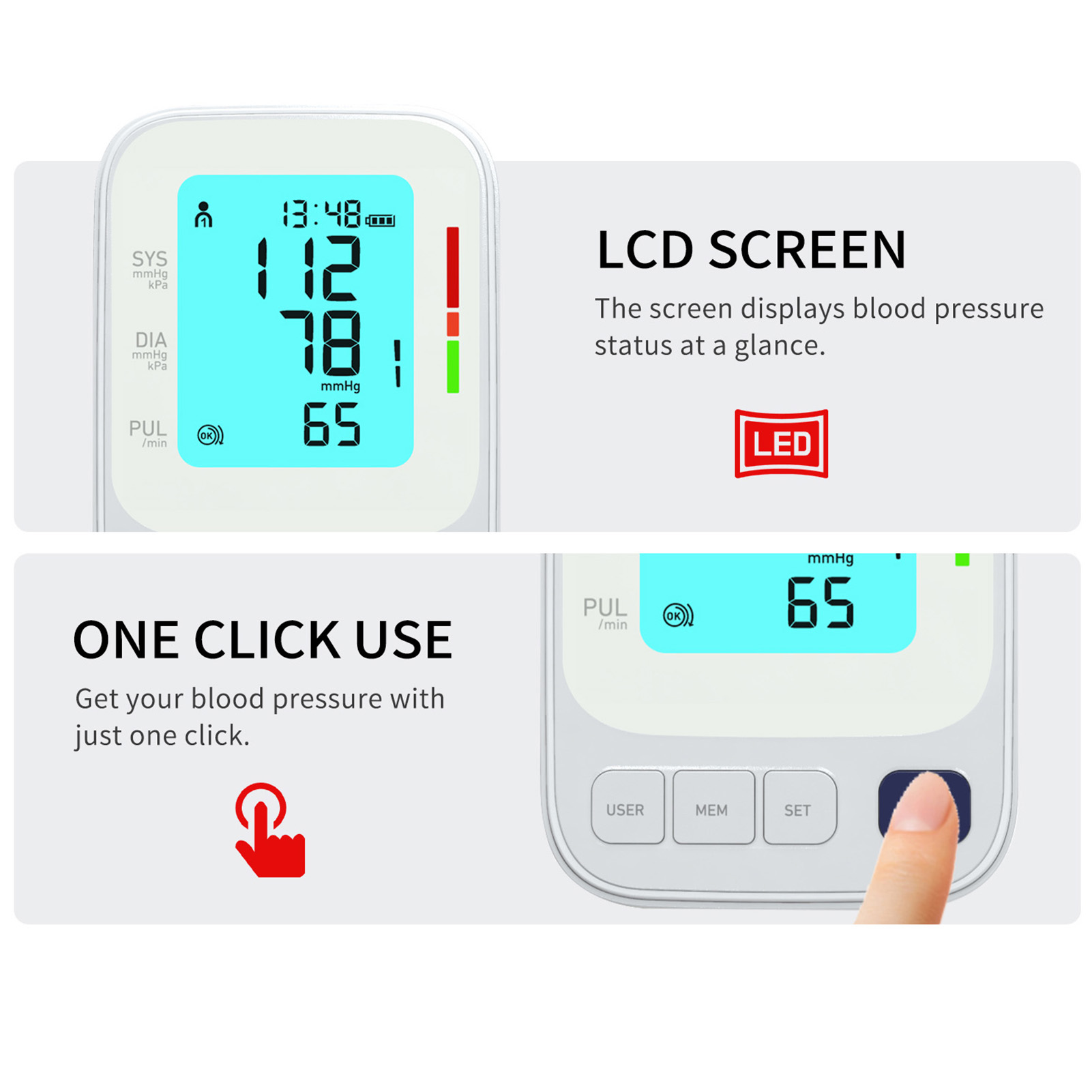 Tensiomètre LCD bras intelligent, portable, affichage numérique, maison