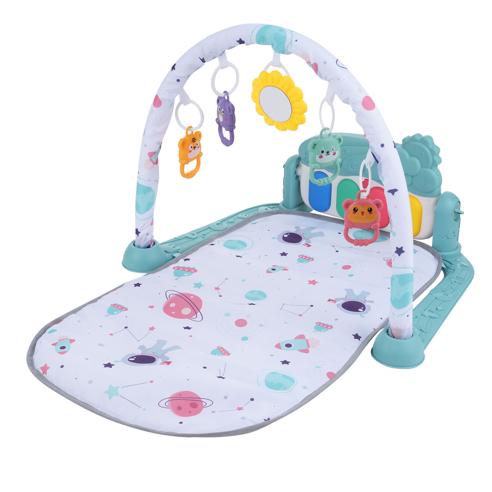 Tapis jeu bébé piano clavier, jouets suspendus