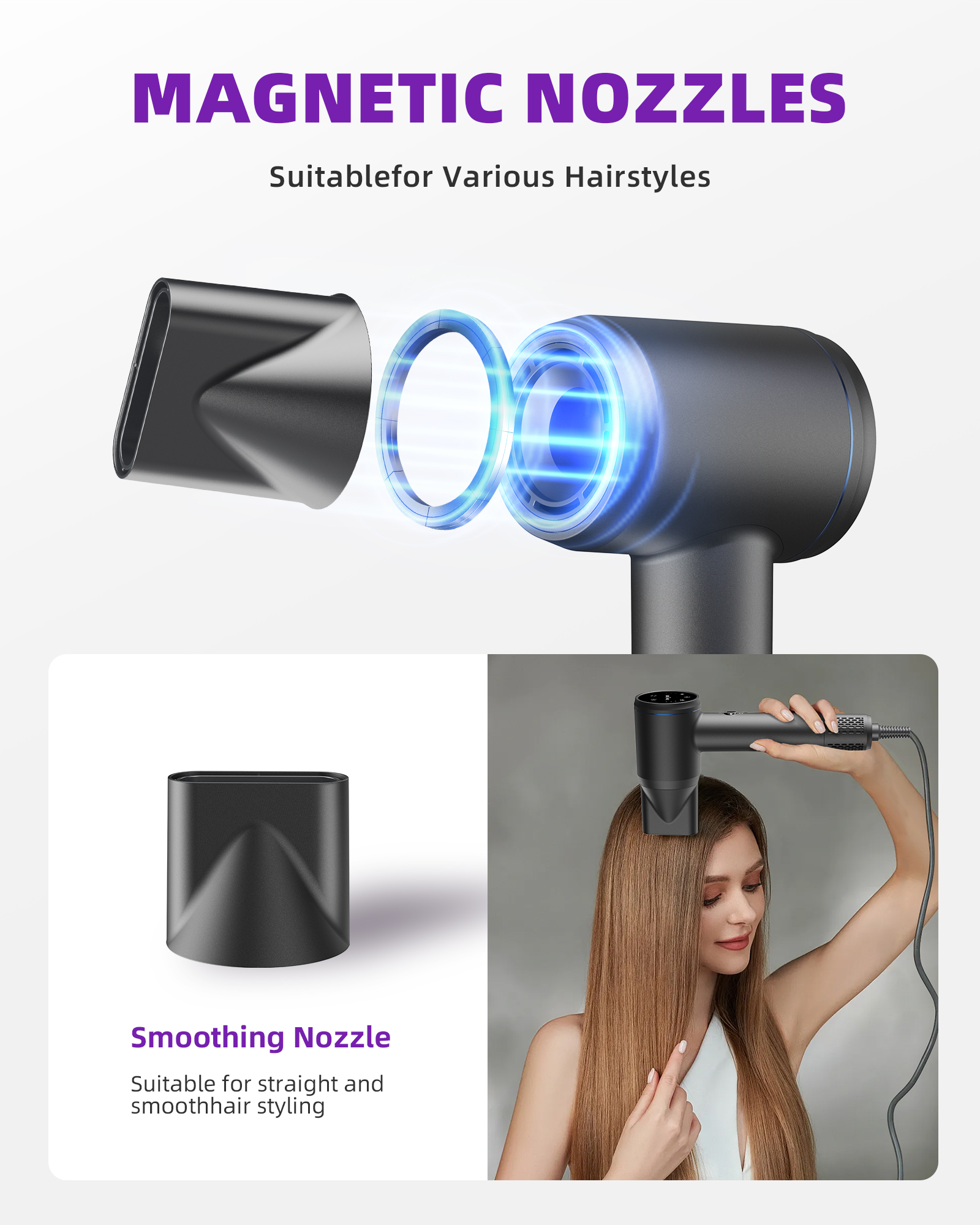 Sèche-cheveux professionnel ionique rapide léger silencieux salon voyage