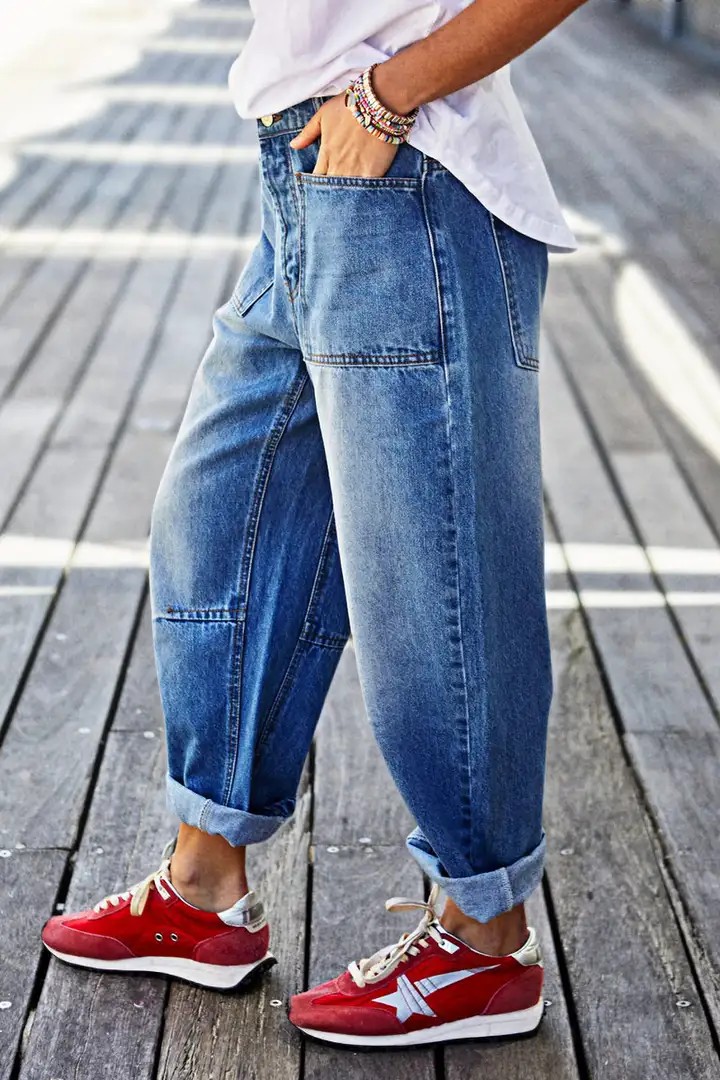 Pantalon courbe lâche sans cuir