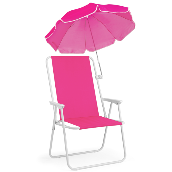 Chaise Plage Pliante Parapluie XL Rose 120kg Acier