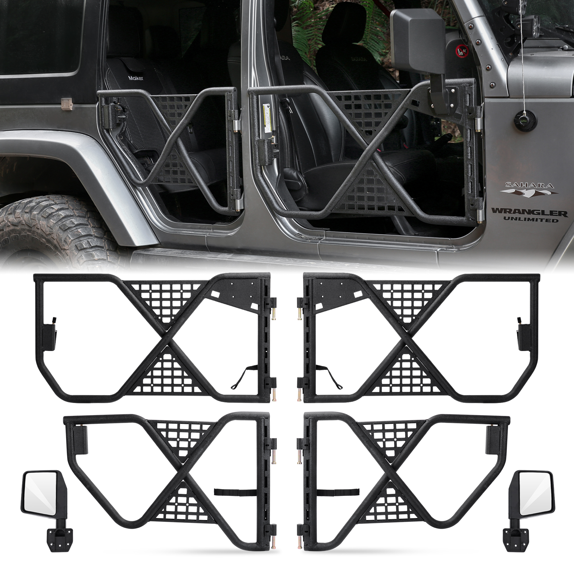 Portes tubulaires Jeep Wrangler JK 2007-2017 rétroviseur