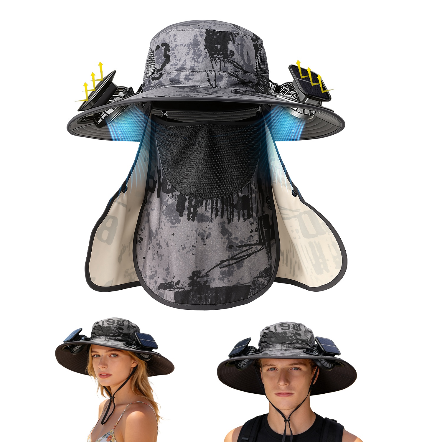 Chapeau solaire ventilateur 2 en 1 énergie solaire USB