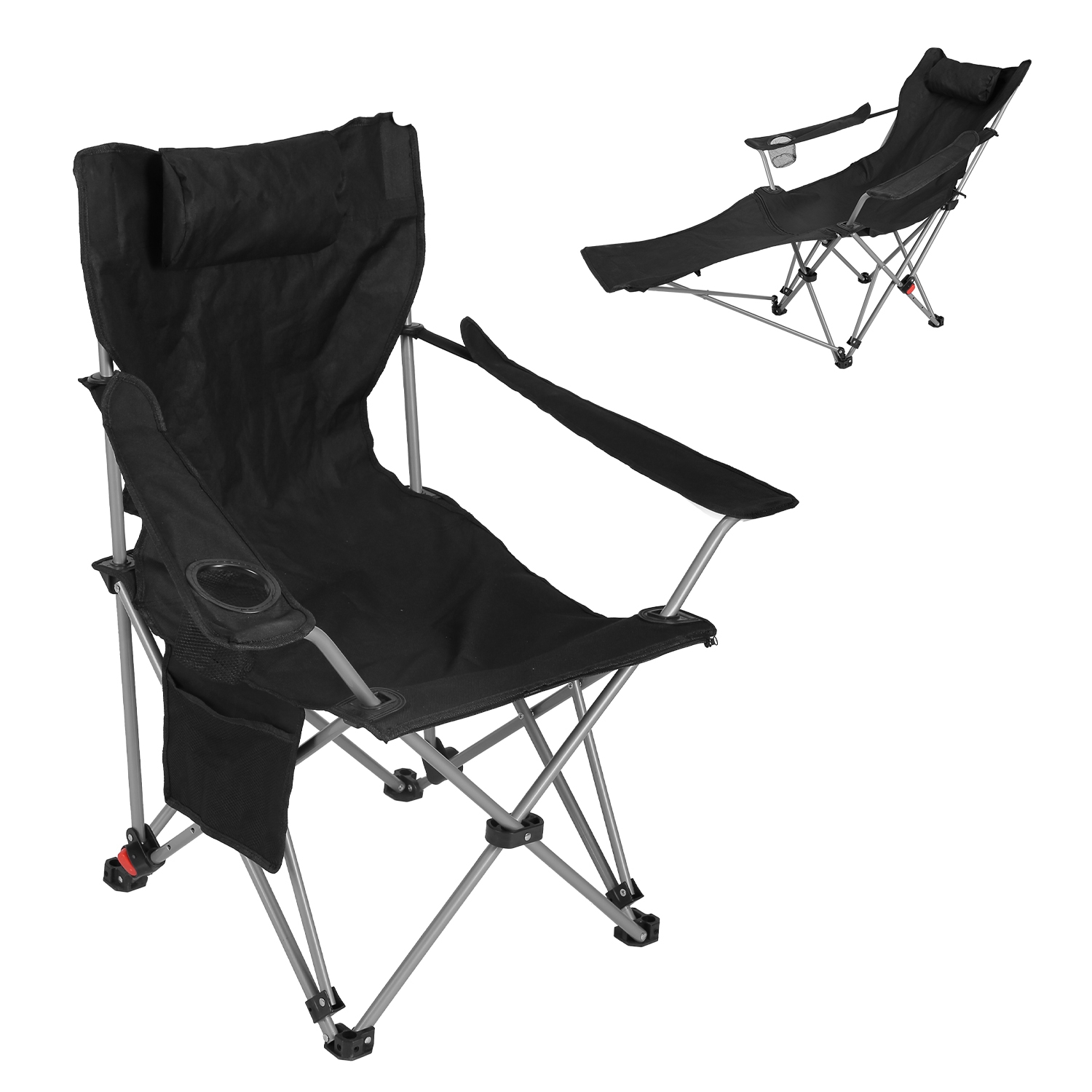 Chaise camping inclinable 4 positions, repose-pieds