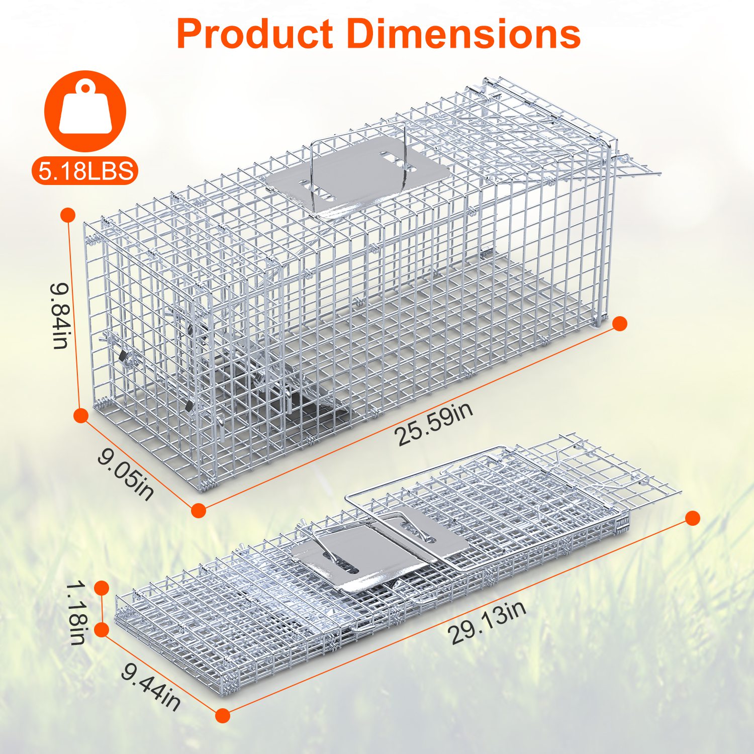 Piège animal vivant 65cm ressort cage lourde rongeur