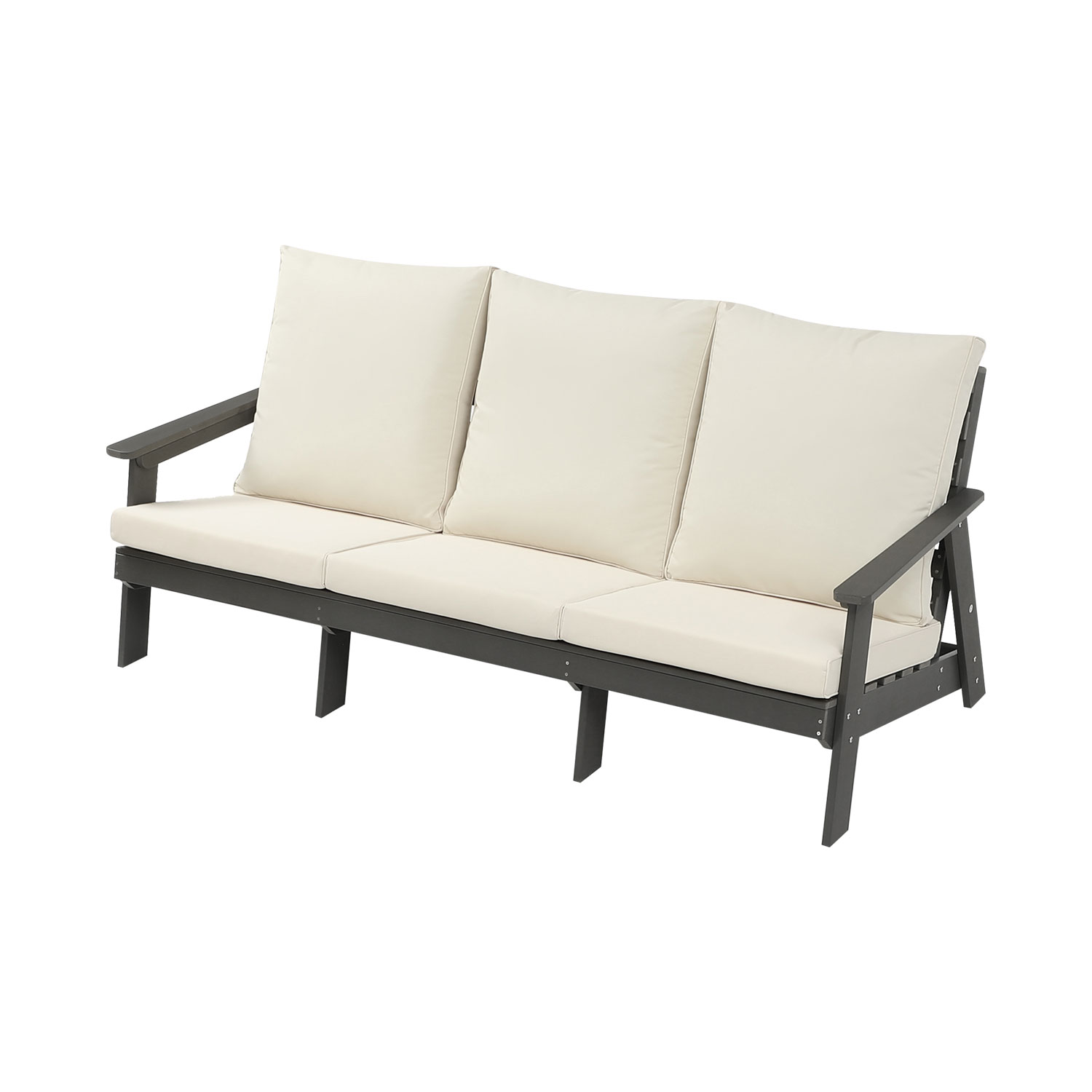 Canapé jardin HIPS 3 places gris beige, extérieur terrasse