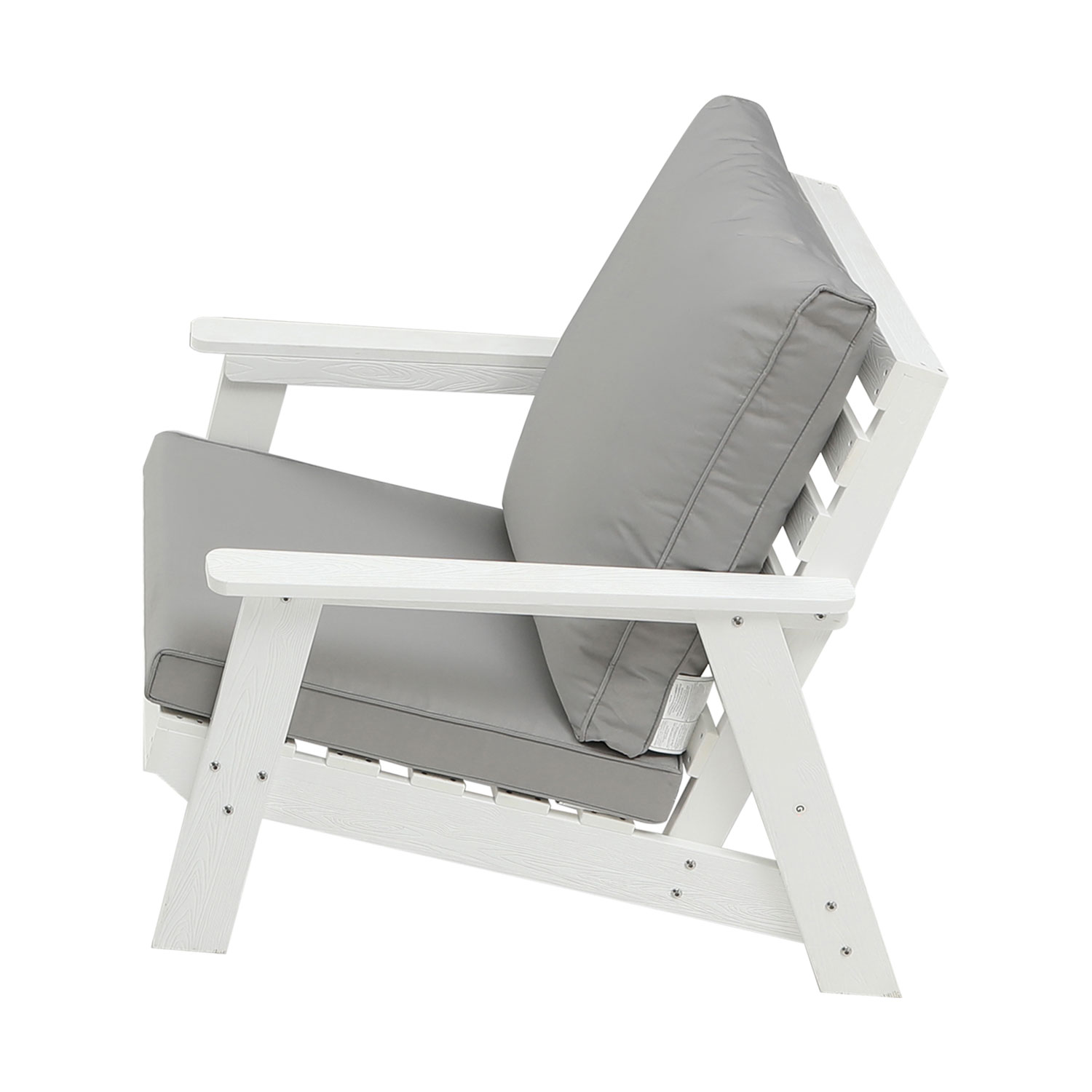 Canapé extérieur simple HIPS blanc gris avec coussin