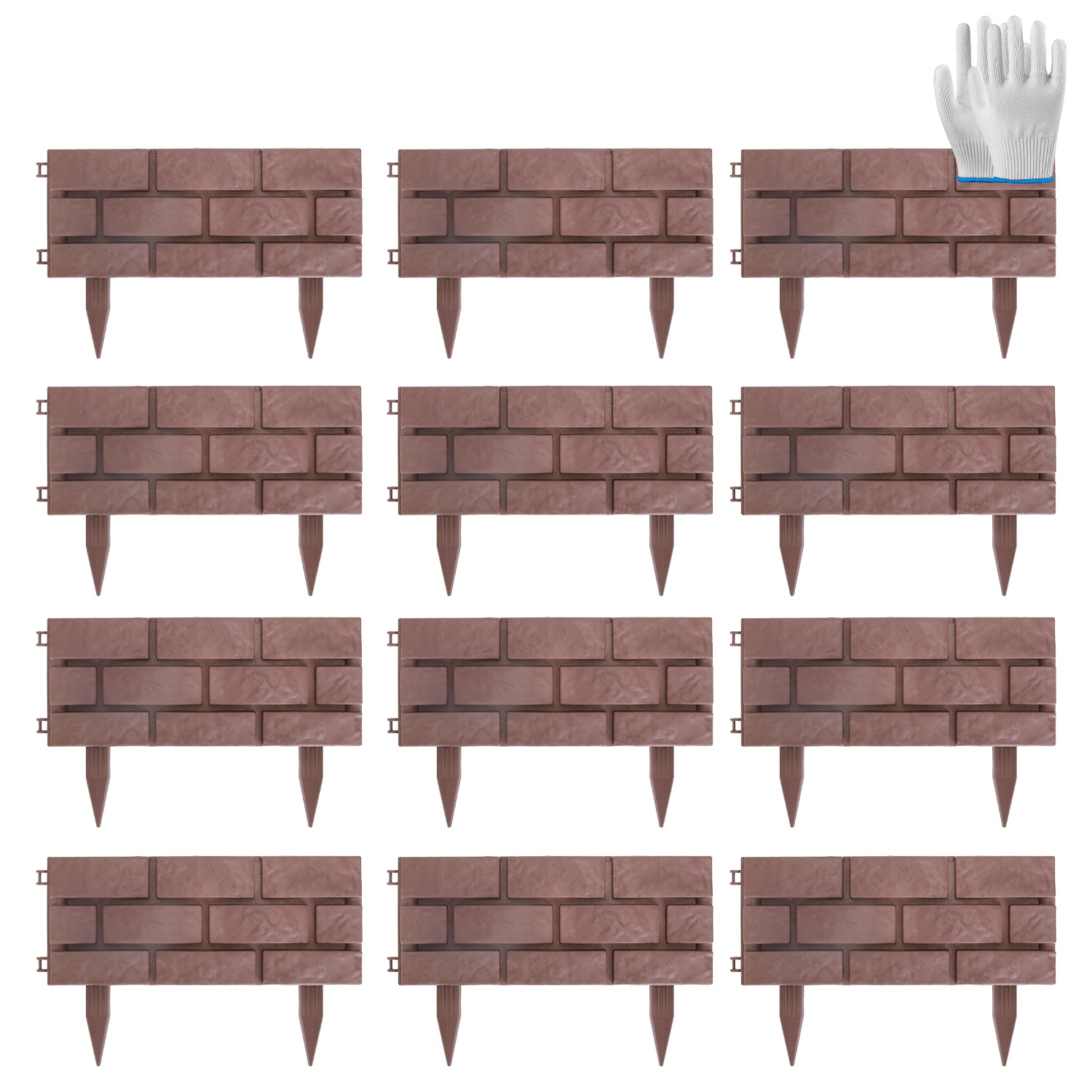 Bordure jardin 12 pcs pierre PP connecteurs rotatifs rouges