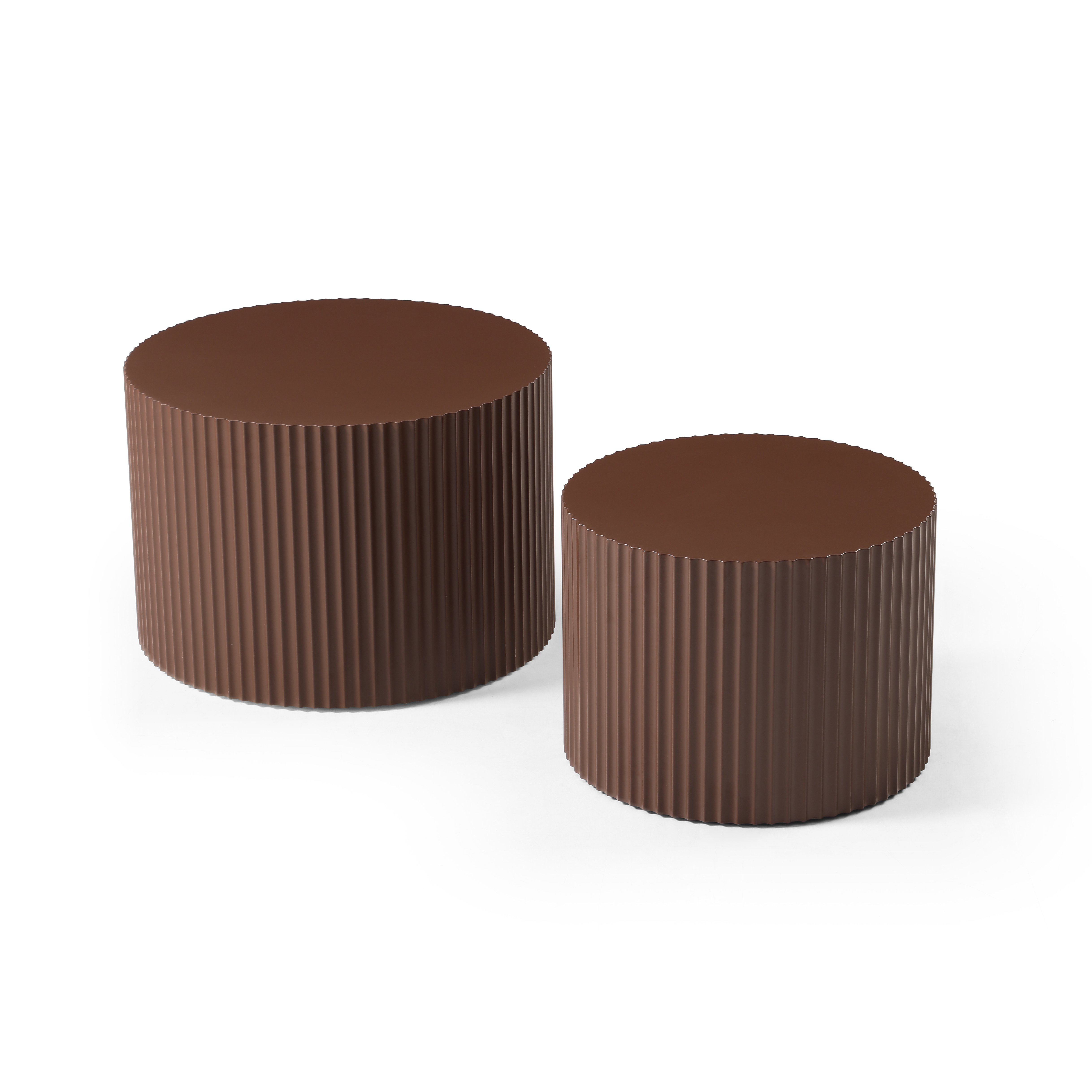 Table gigogne MDF 2 pcs, table café brune