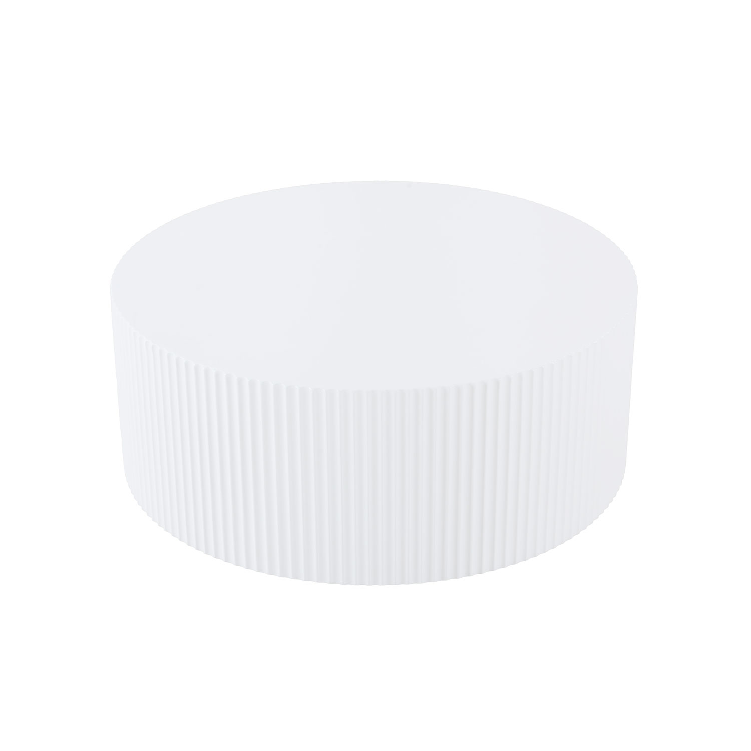 Table basse ronde 35,43po relief blanc artisanal W876P252232