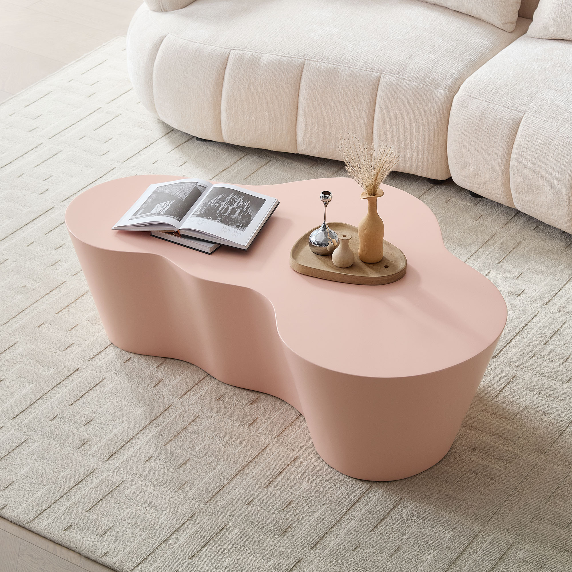 Table café 50po fibre de verre assemblage zéro rose