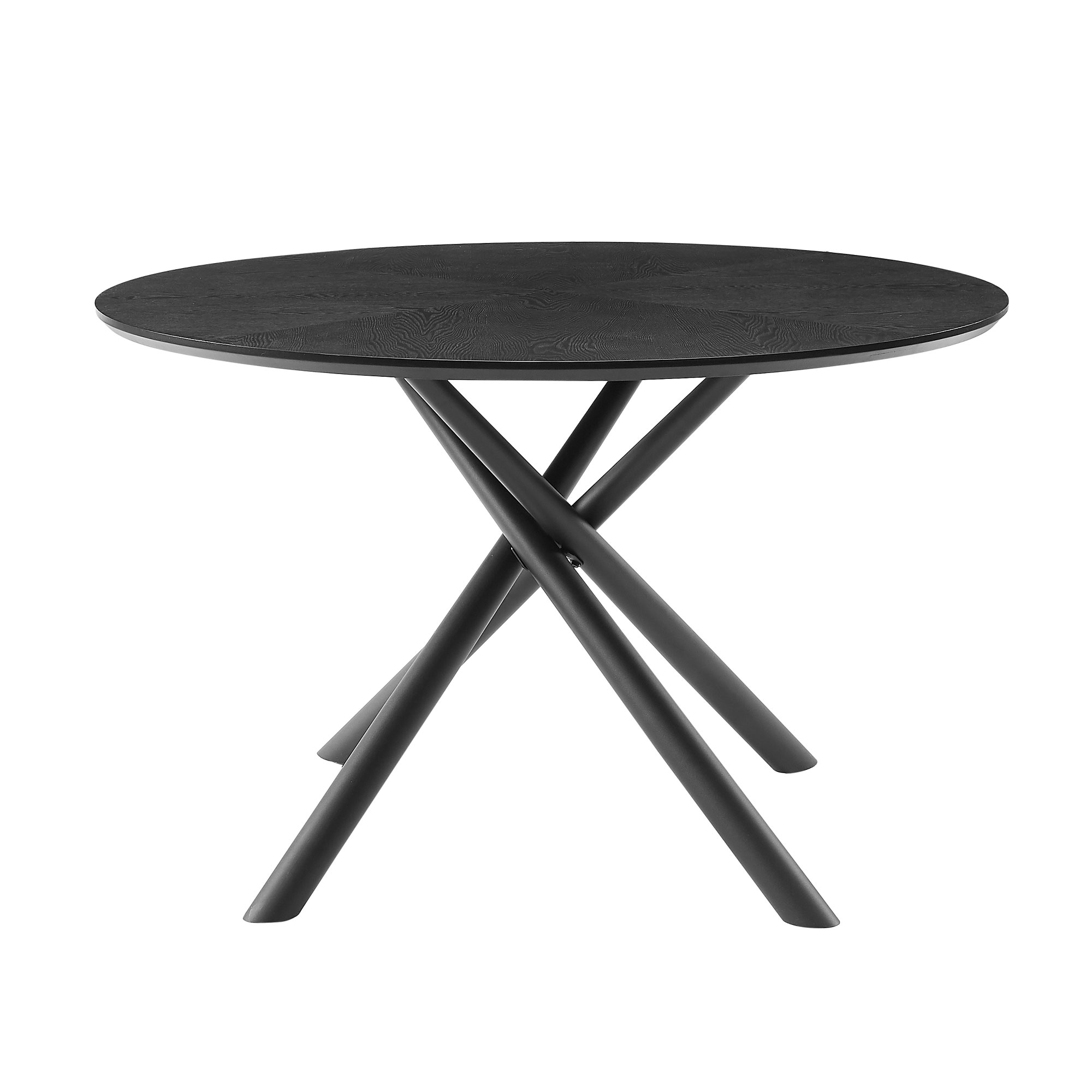 Table à café MDF rond 53,14po base métal, assemblage facile, noir