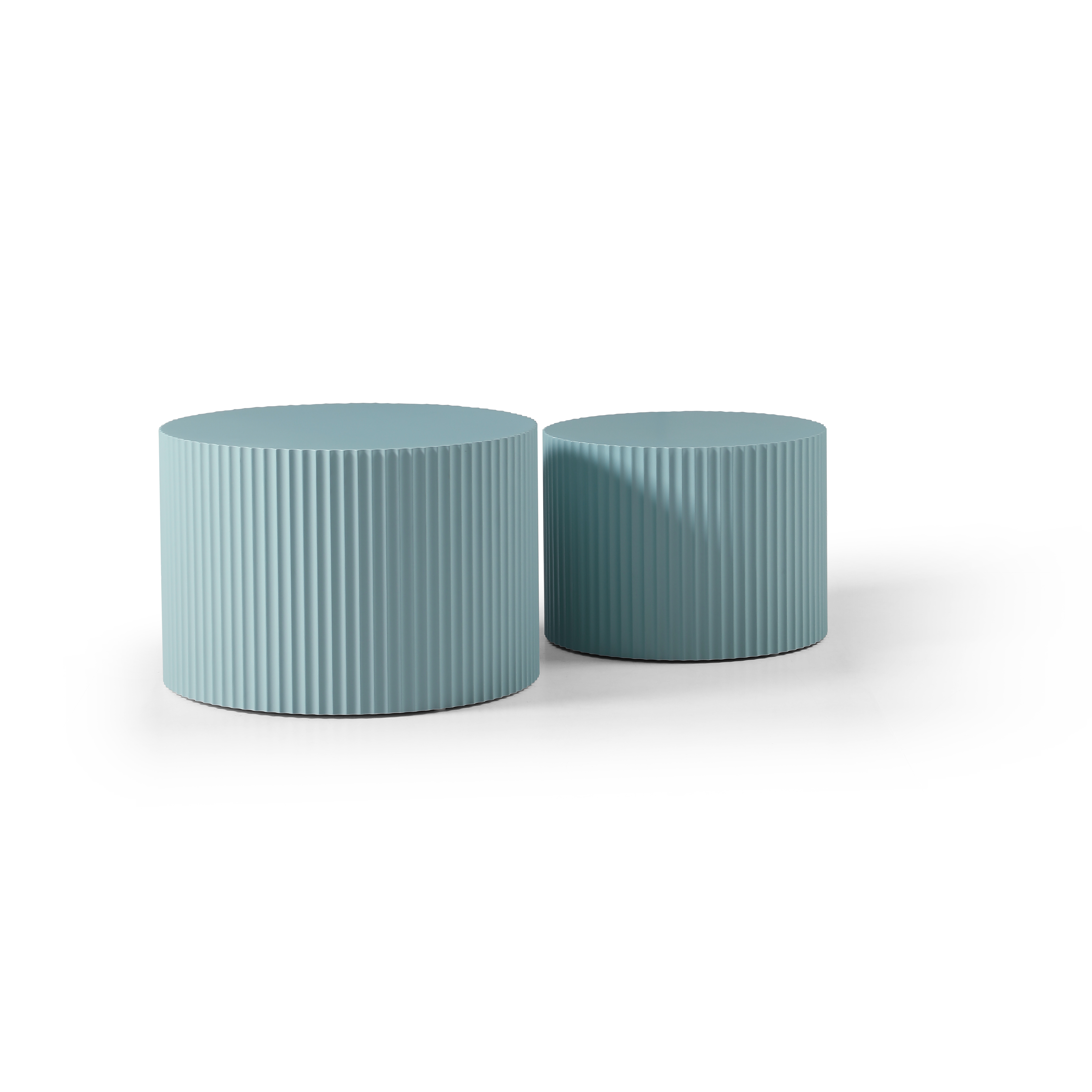 Table basse gigognes MDF bleu ronde
