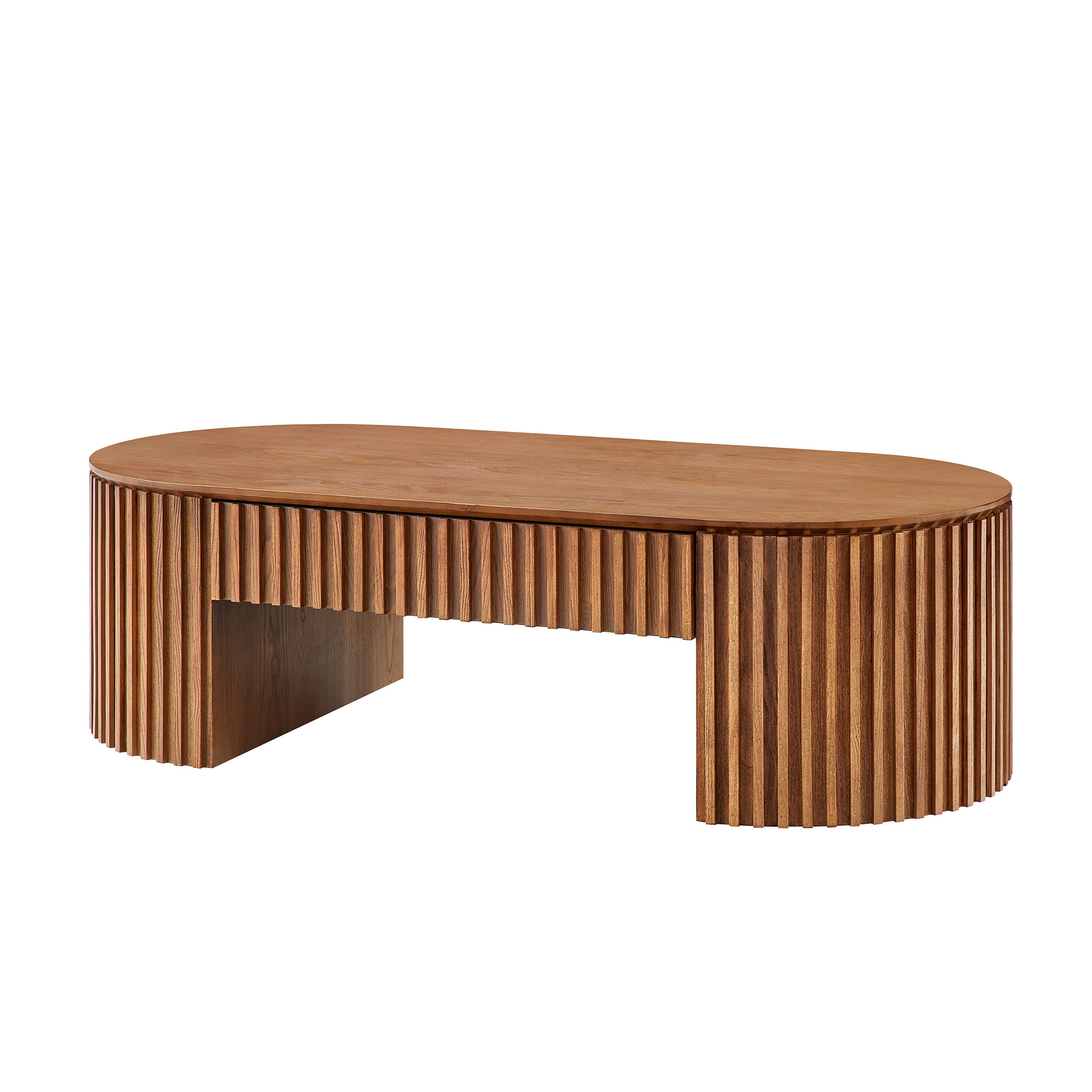 Table café bois 51,18 po, tiroir, mi-siècle, brun