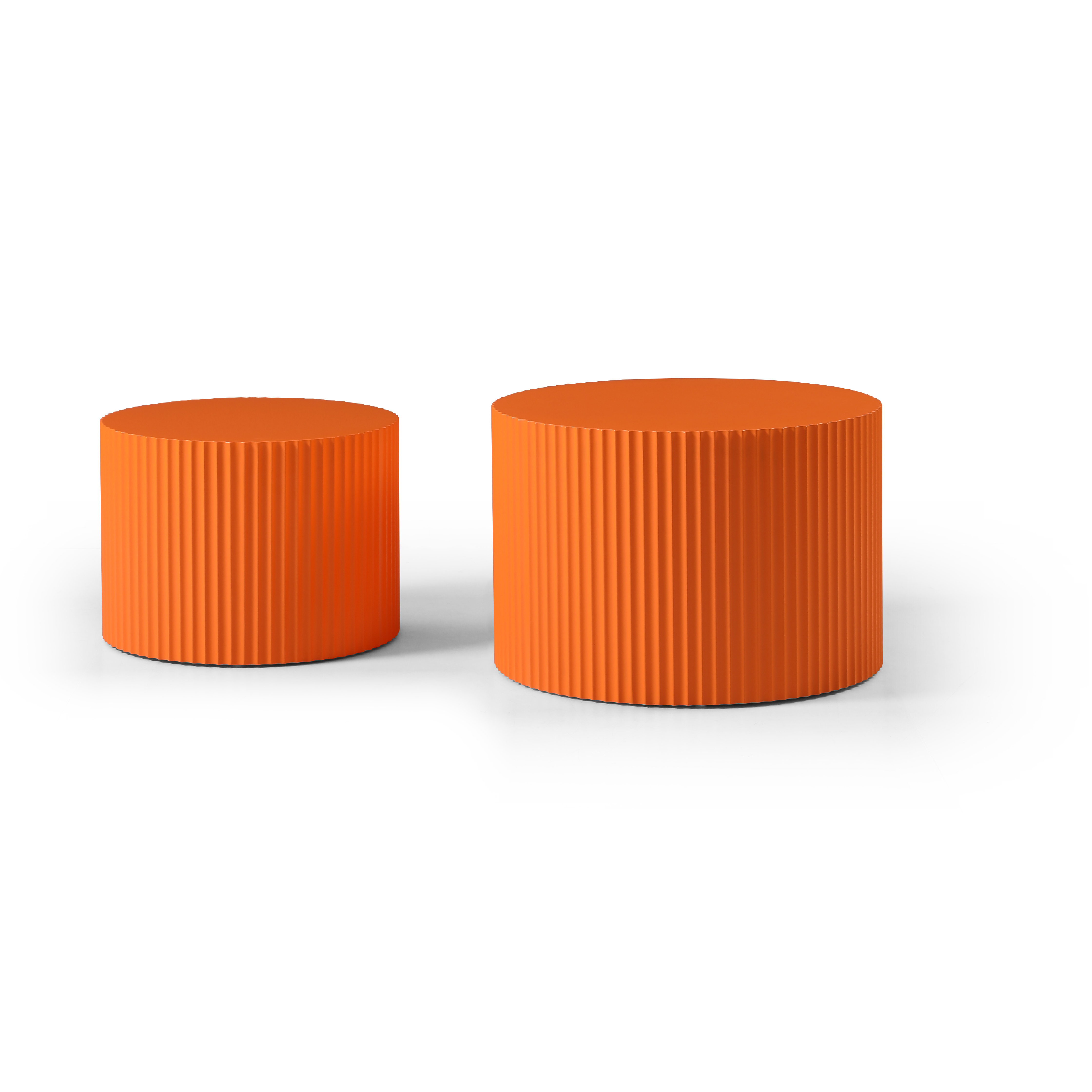Table gigogne MDF 2 pcs, table café ronde orange