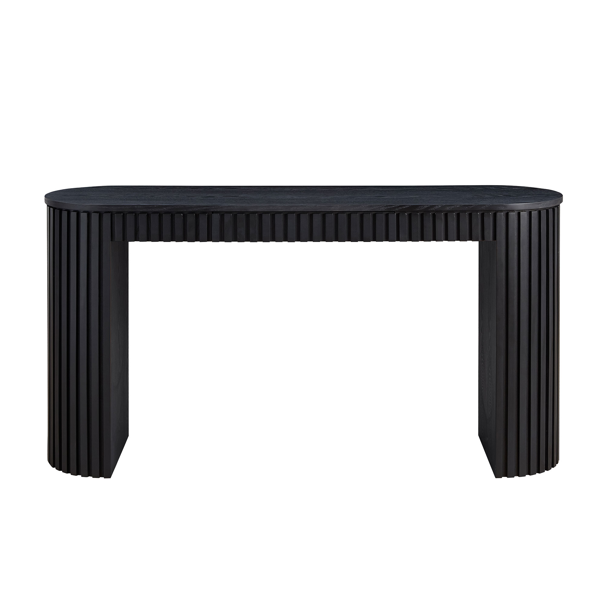 Table console moderne tiroir, design rayures verticales, noir
