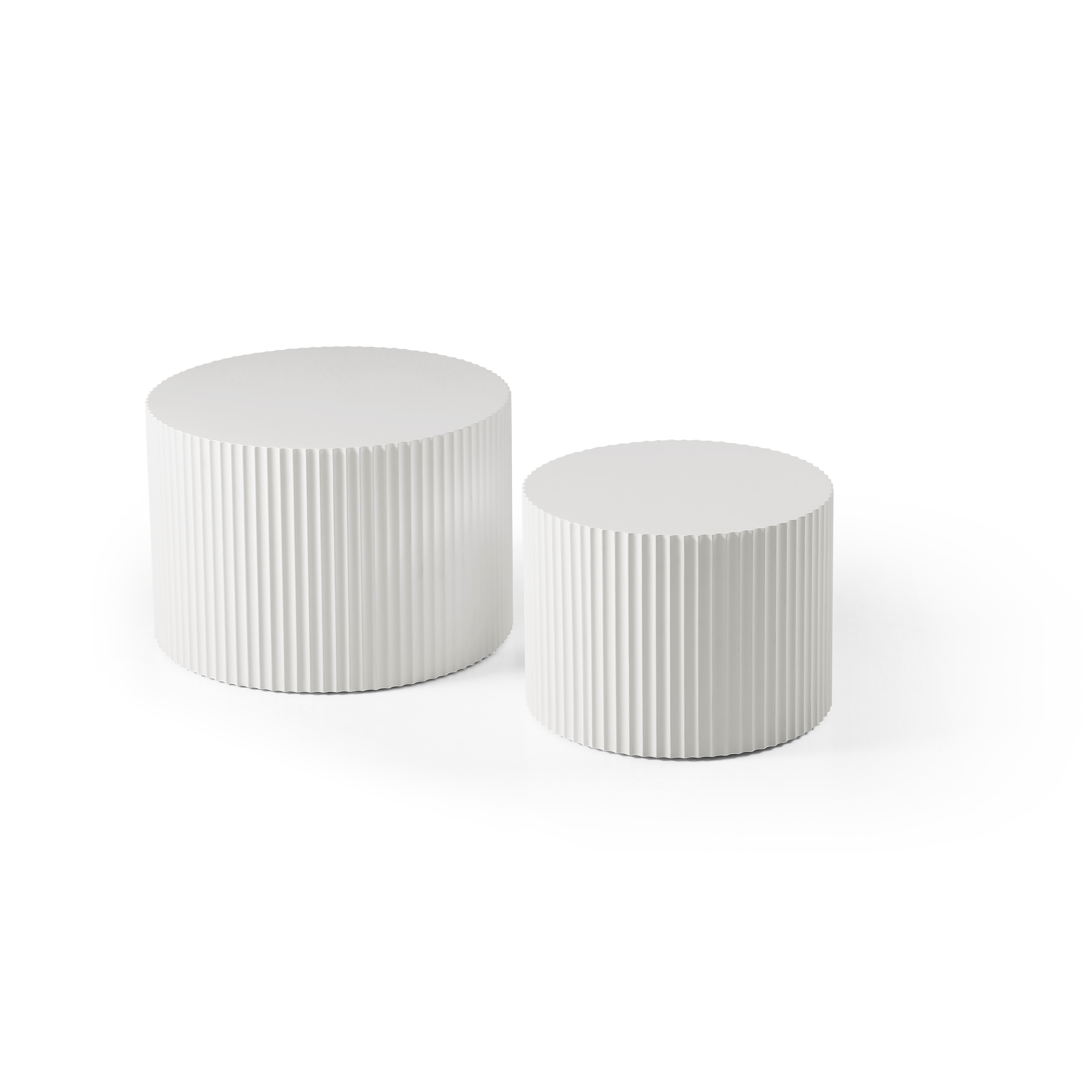 Ensemble 2 tables gigogne rondes blanches MDF