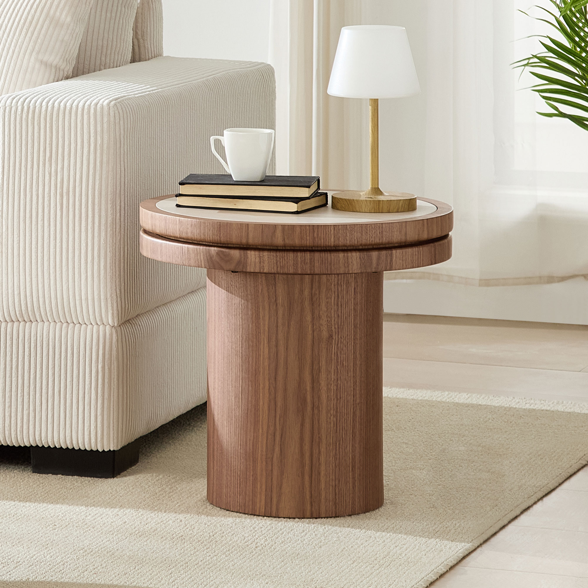 Table d'appoint ronde 19,49" noyer plateaupierre