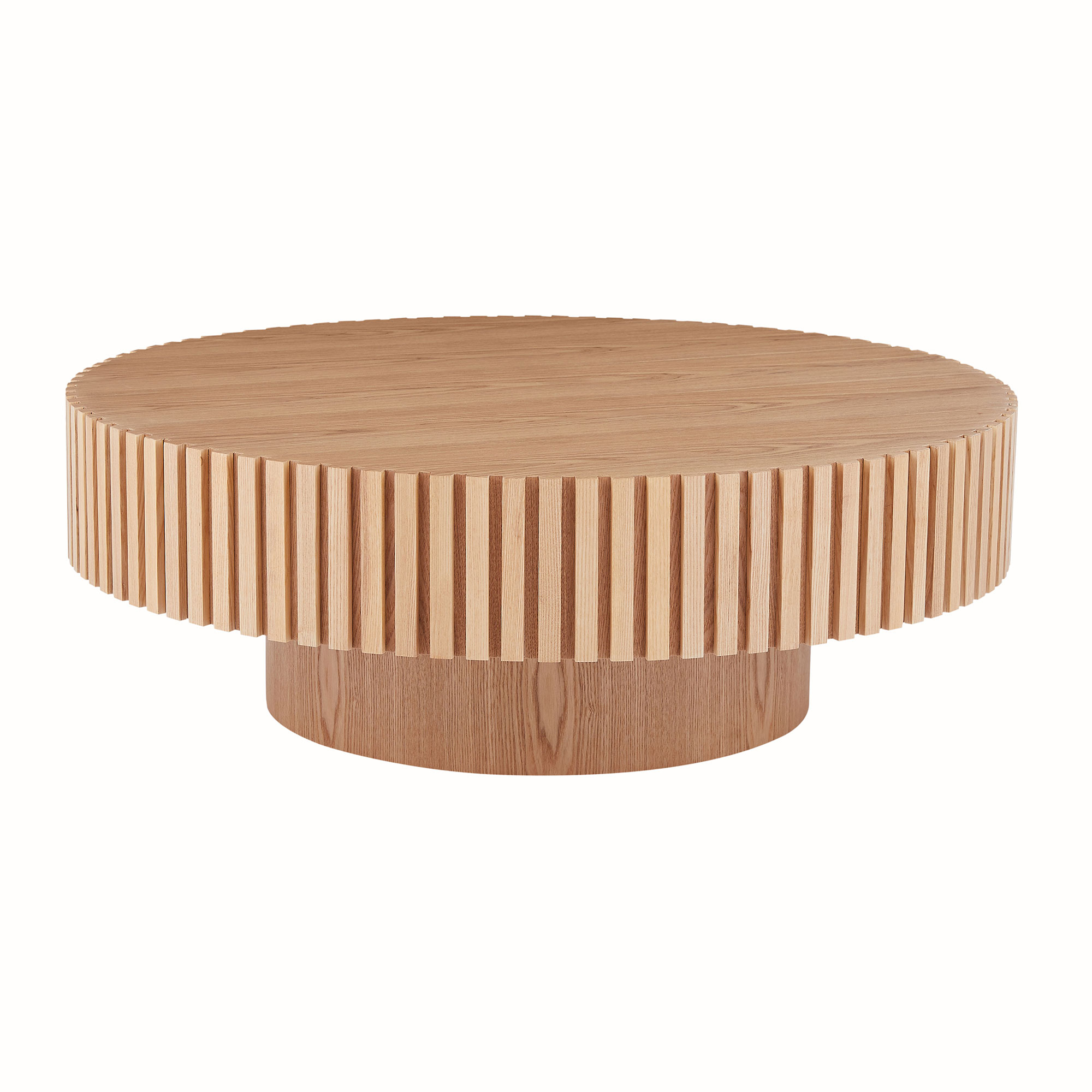 Table basse moderne bois naturel tambour, cendre, 39,37po