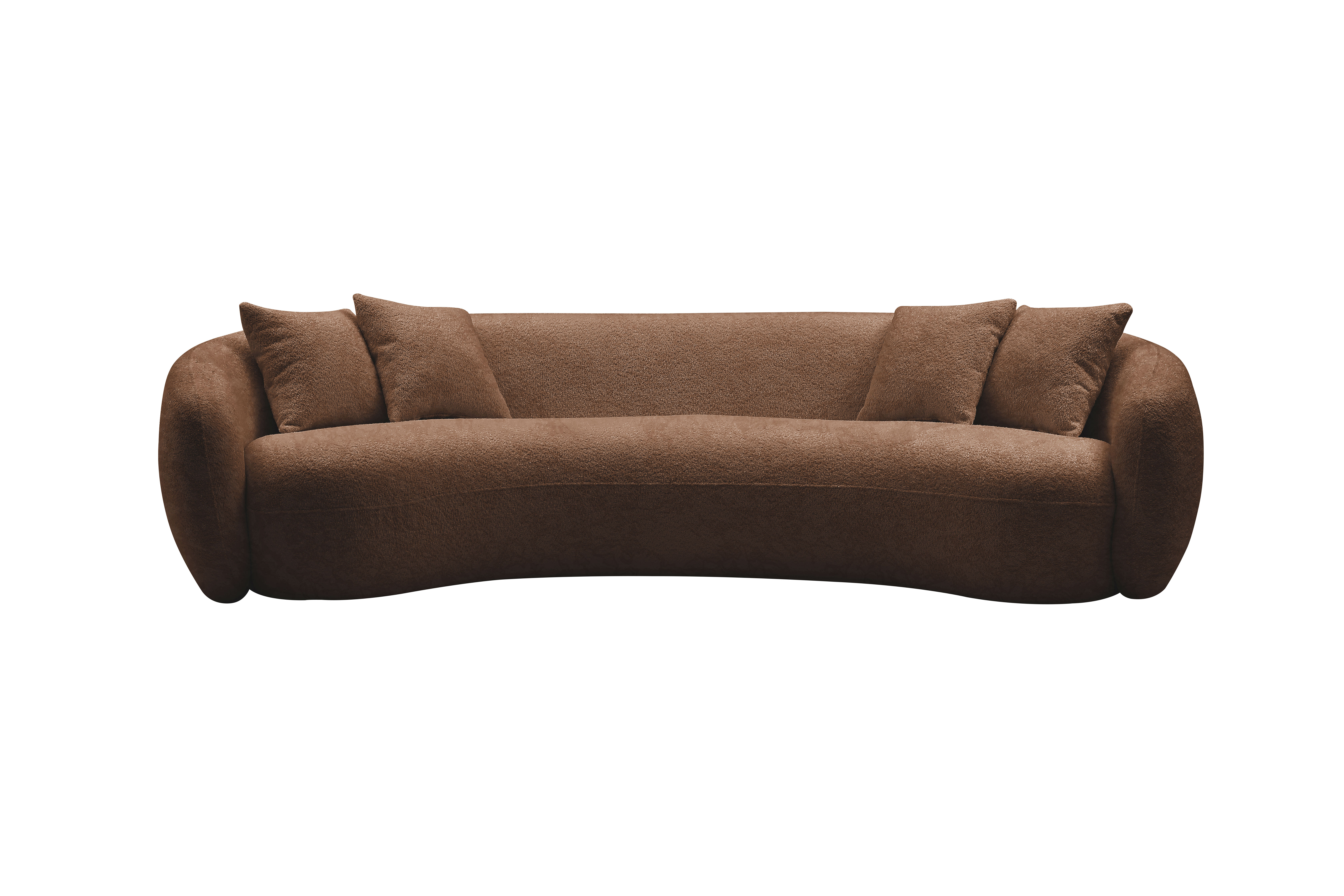 Sofa 5 places Boucle 102 po, courbe, brun