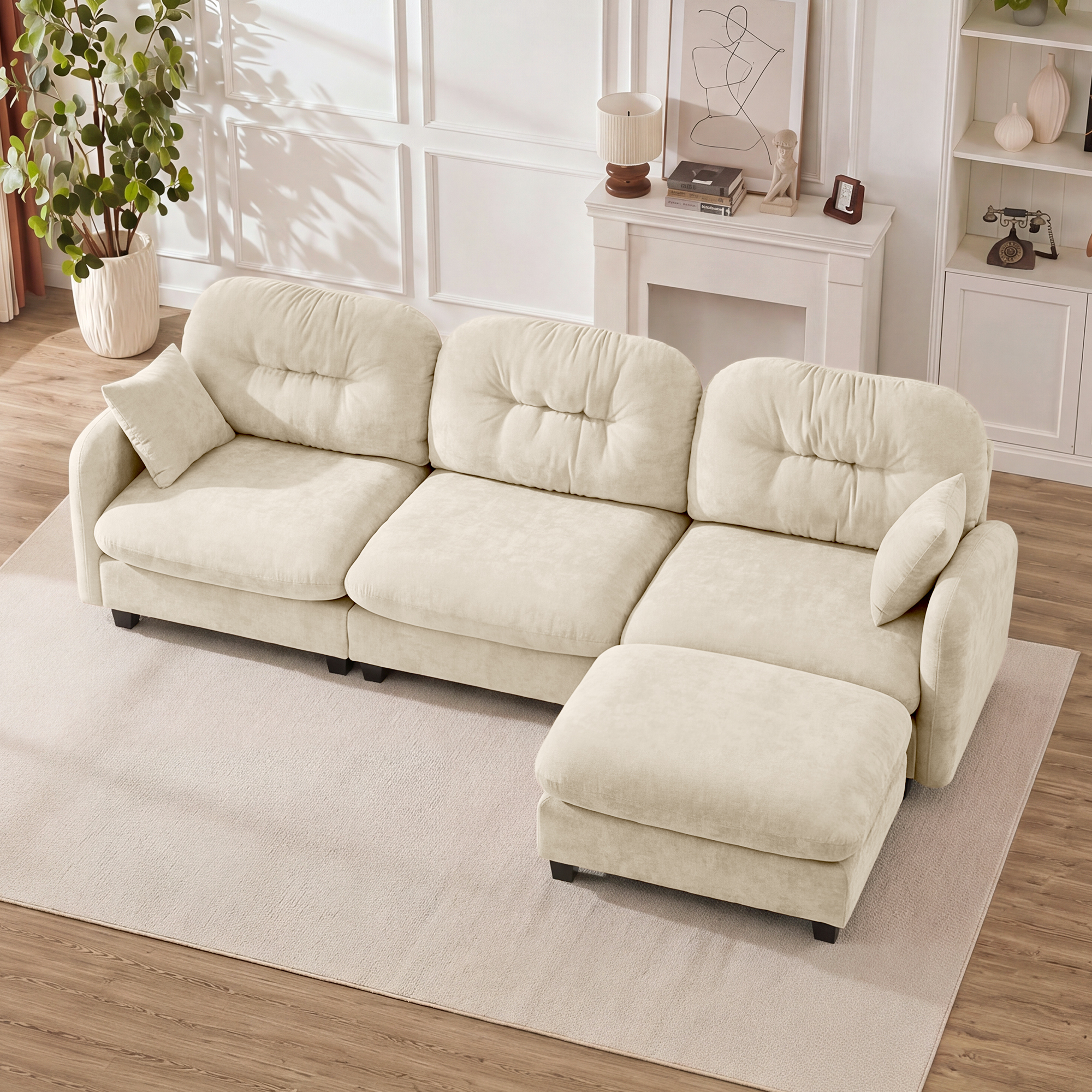 Causeuse sectionnel L chaise beige
